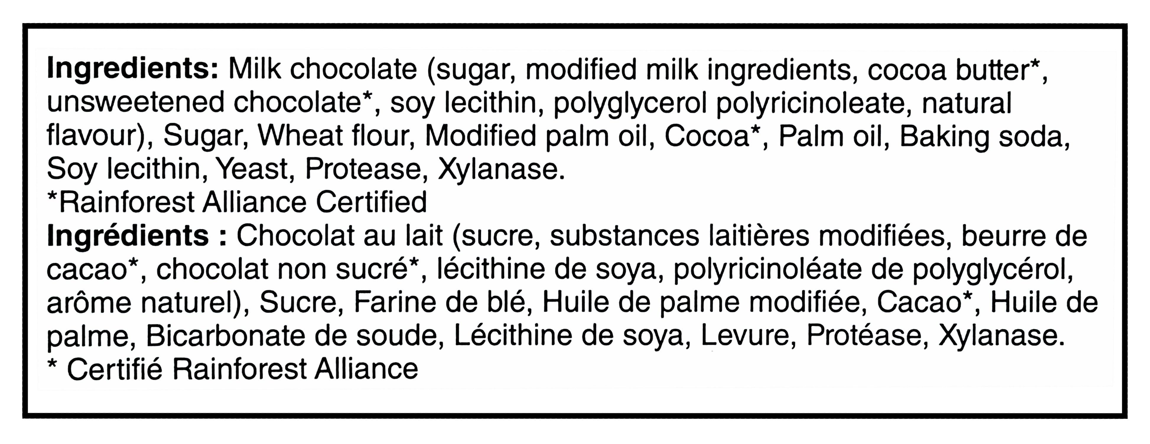 Nestle KitKat Valentine's Day Milk Chocolate Mini Bars, 30ct., 354g/12.5 oz. - Ingredients Label