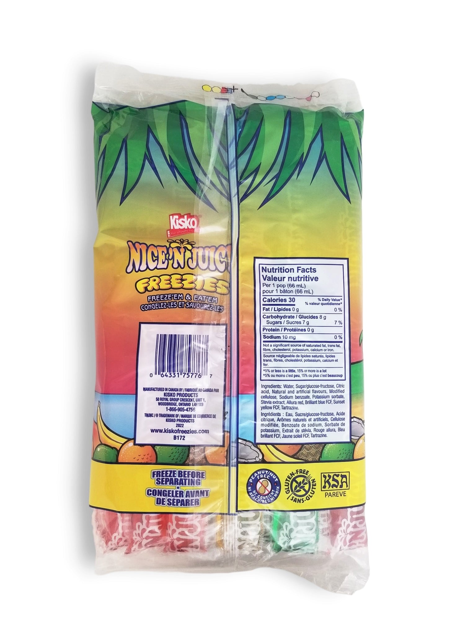 Kisko Nice 'N Juicy Freezies, 18 x 66ml, 1.19L/41 fl. oz. Total