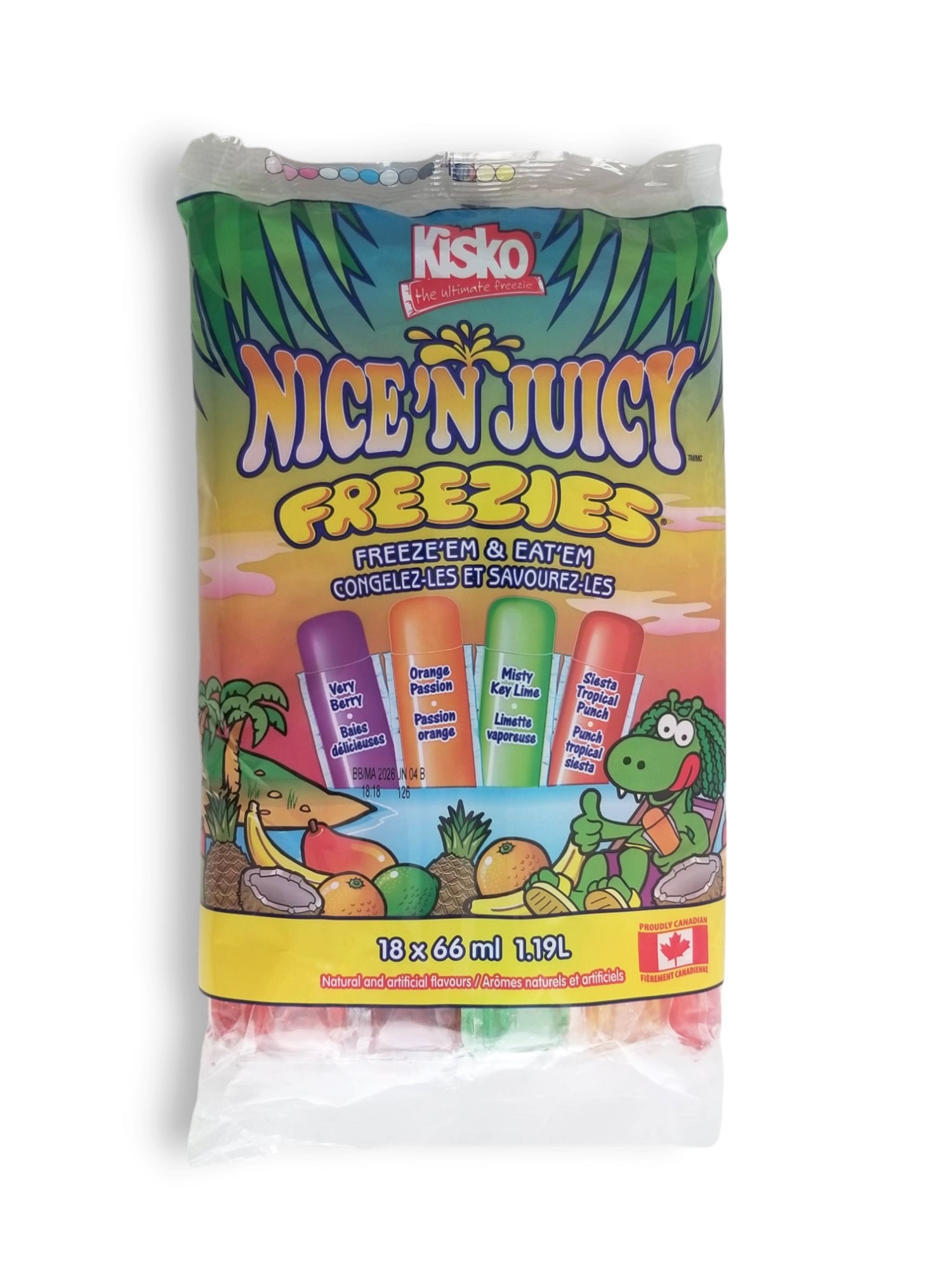 Kisko Nice 'N Juicy Freezies, 18 x 66ml, 1.19L/41 fl. oz. Total