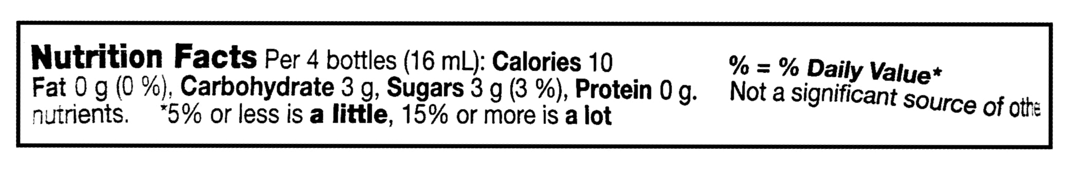 Nik-L-Nip Valentine's Day Cupid's Cherry Love Potion Mini Drinks, 16ml/0.6 oz - Nutrition Facts Label