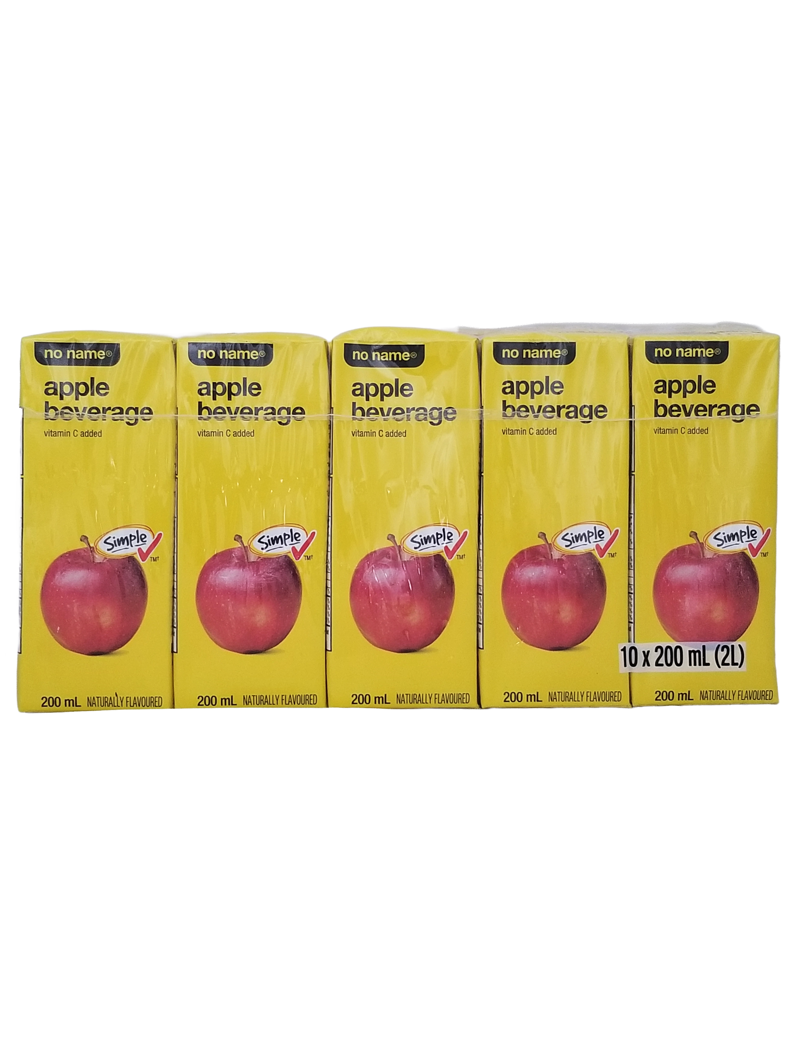 No Name Apple Juice Boxes, 10x200ml, 2L/70.5 fl oz with red apples on a yellow background