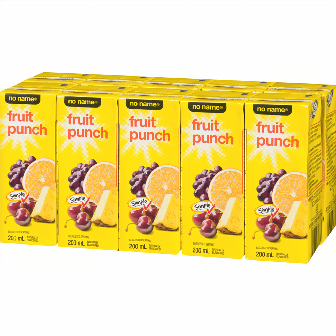 No Name Fruit Punch Juice Boxes, 10x200ml, 2L/70.5 fl oz on a white background