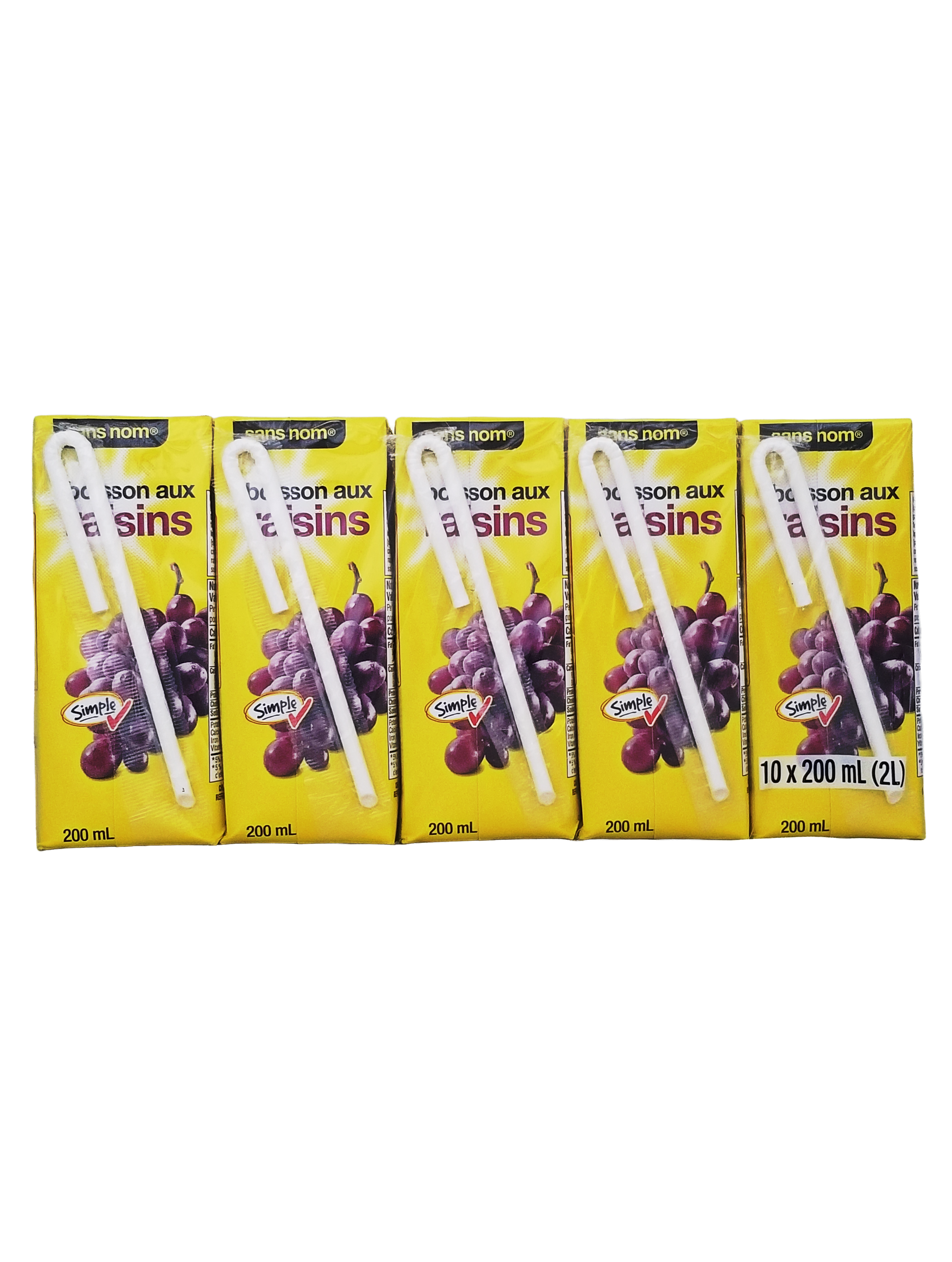 No Name Grape Juice Boxes, 10x200ml, 2L/70.5 fl oz with grape illustration on a white background