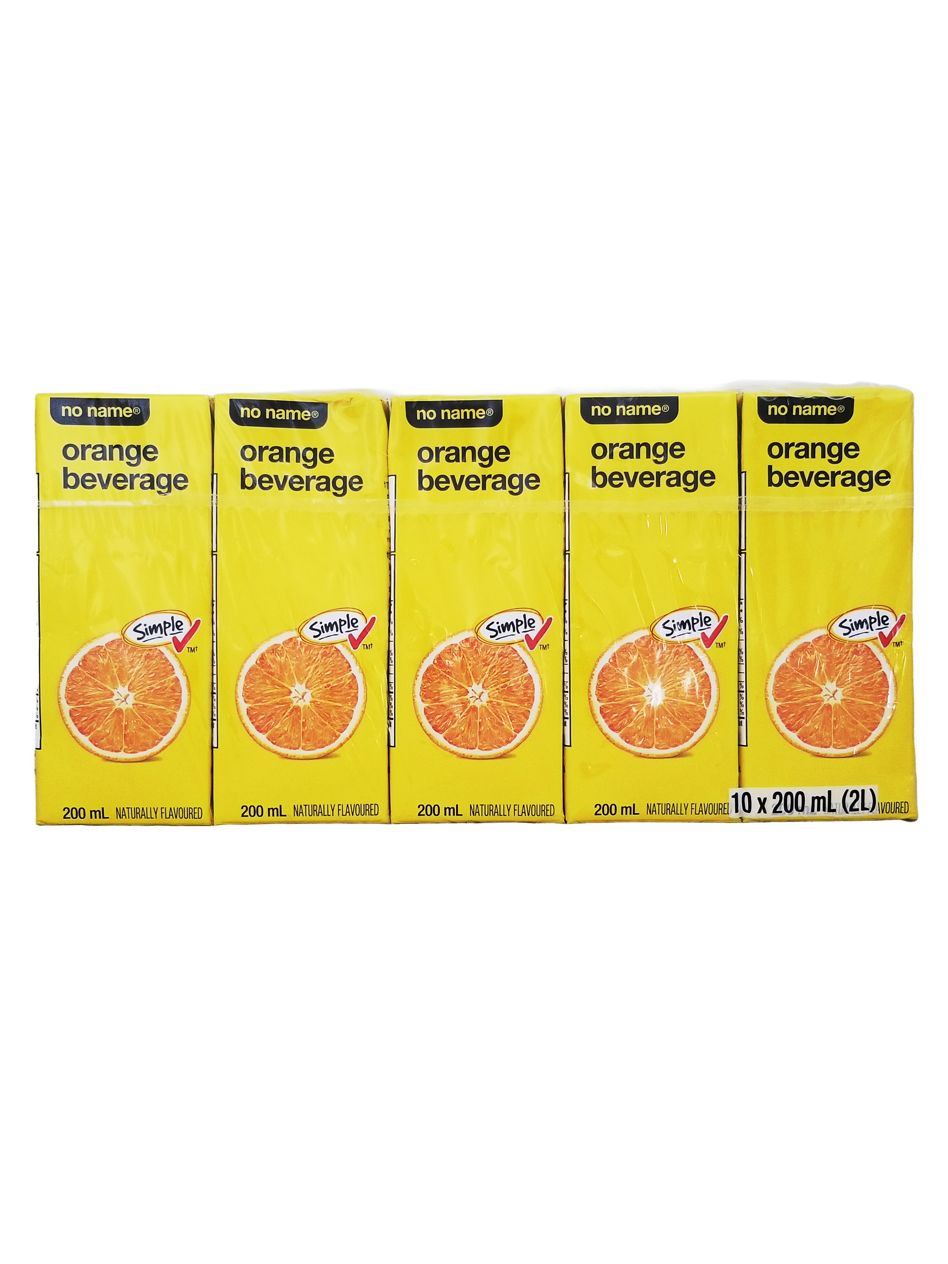 No Name Orange Juice Boxes, 10x200ml, 2L/70.5 fl oz on a white background