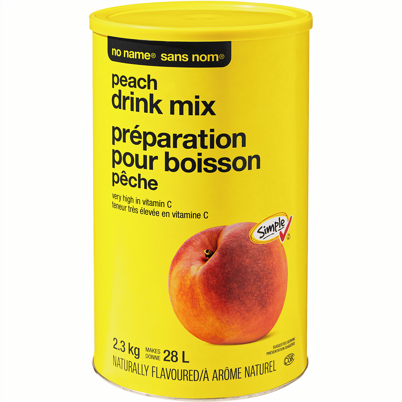 No Name Peach Drink Mix, 2.3kg/81.1 oz with a peach illustration on a white background