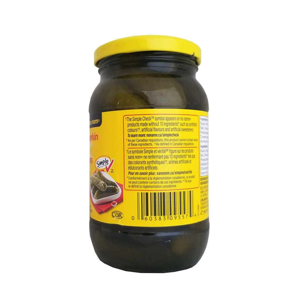 No Name Sweet Gherkin Pickles, 375ml/13 oz. Jar