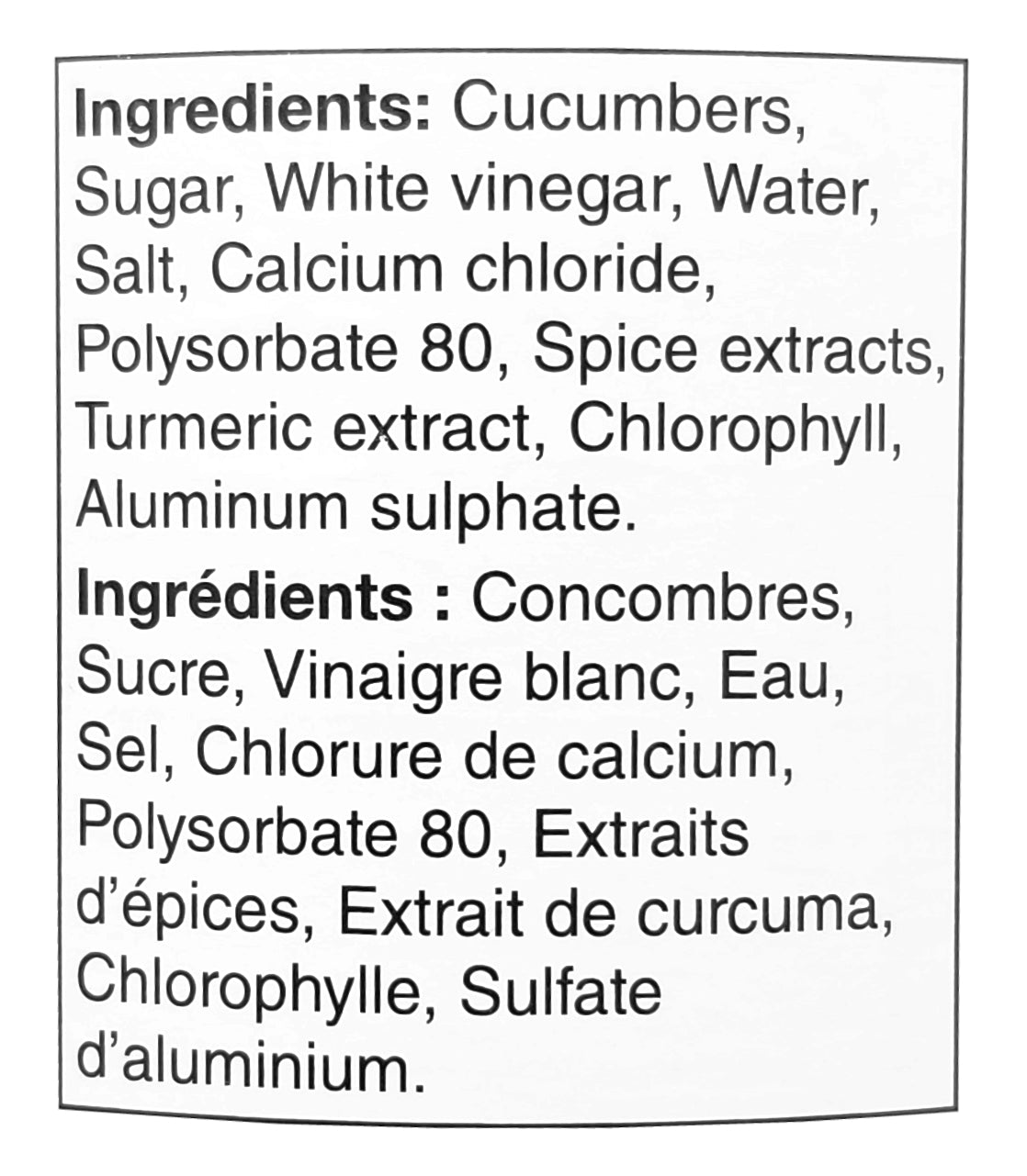 No Name Sweet Gherkin Pickles, 375ml/13 oz