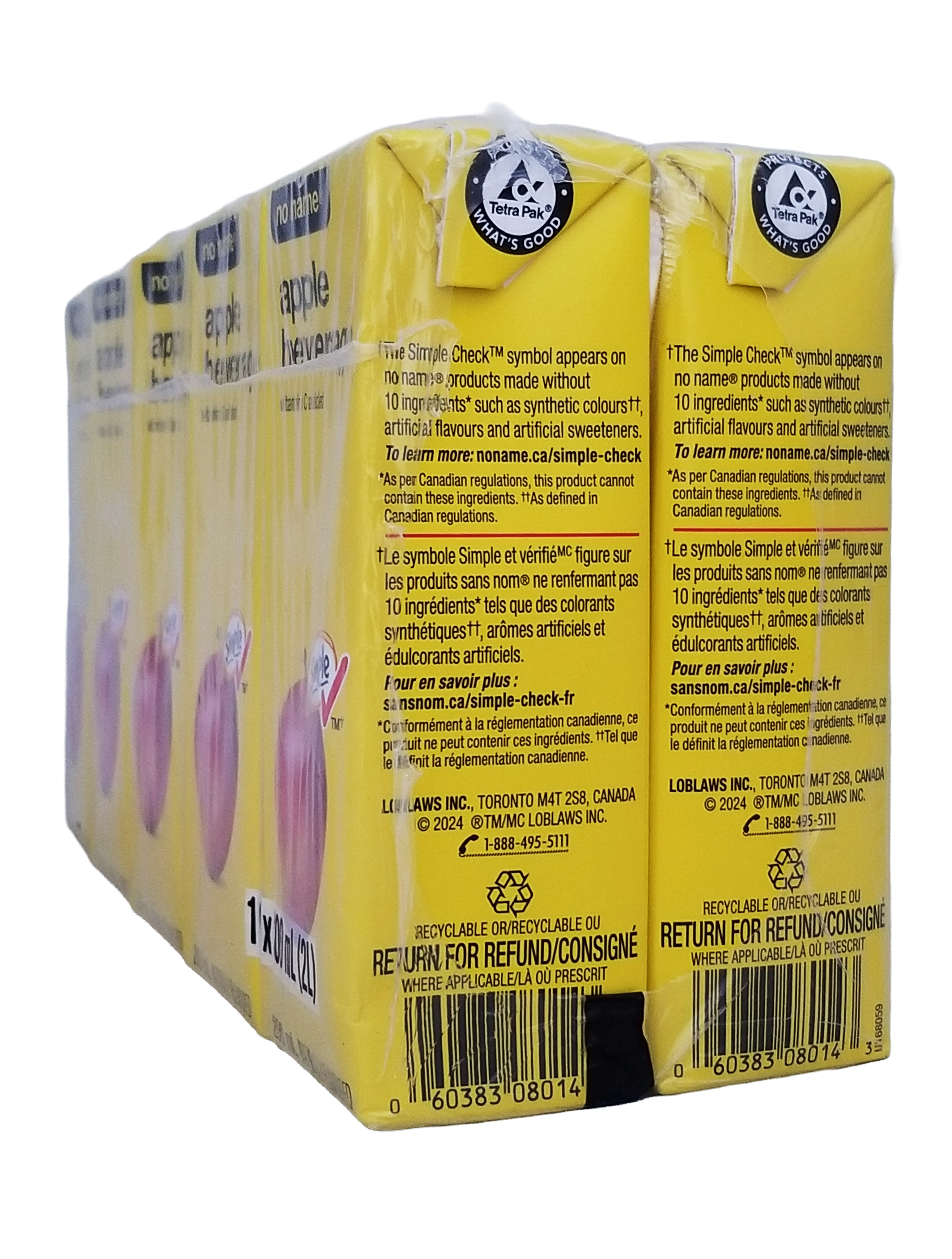 No Name Apple Juice Boxes, 10x200ml, 2L/70.5 fl oz with text and a logo on a white background