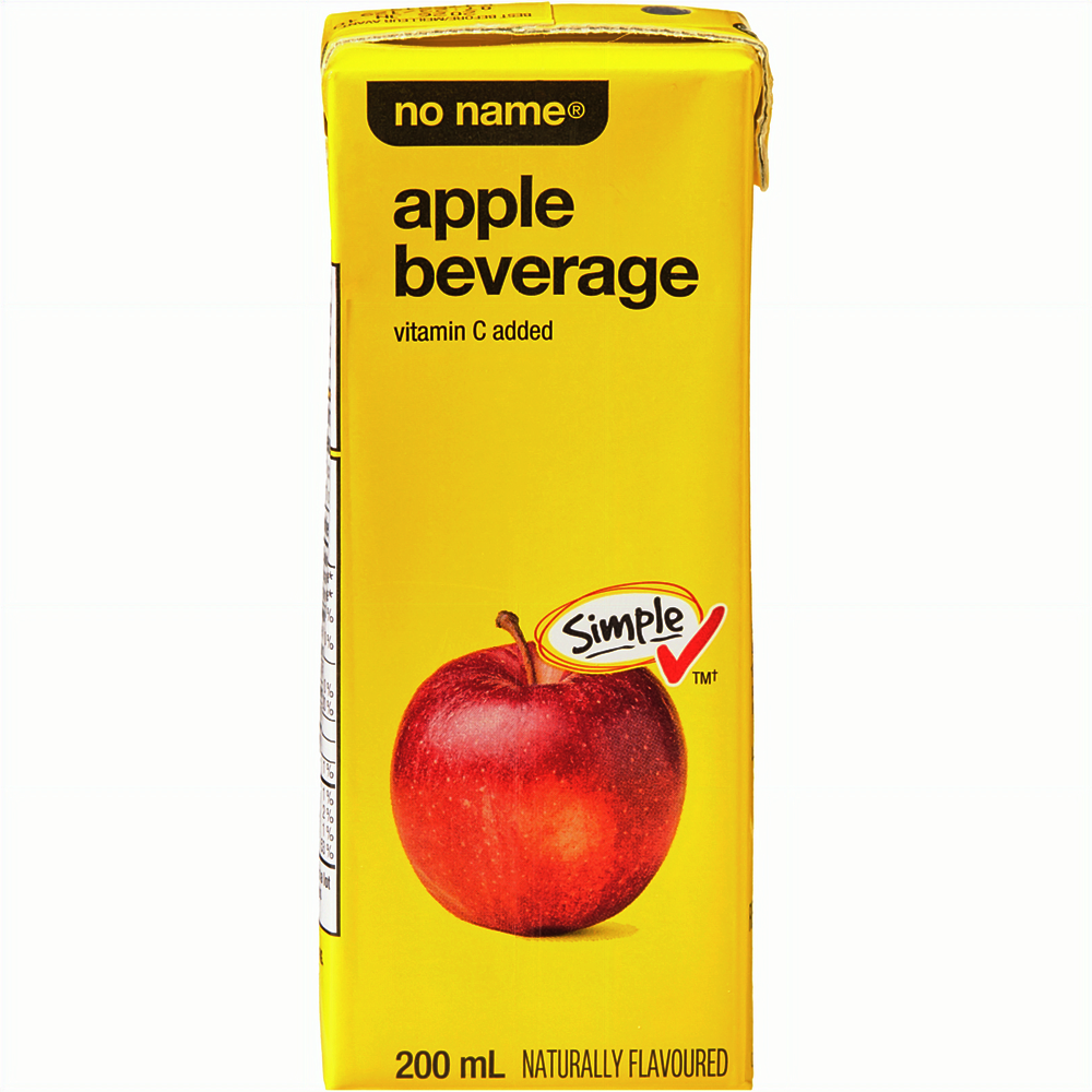 A single No Name Apple Juice Box, 200ml/7.05 fl oz with a red apple on a white background