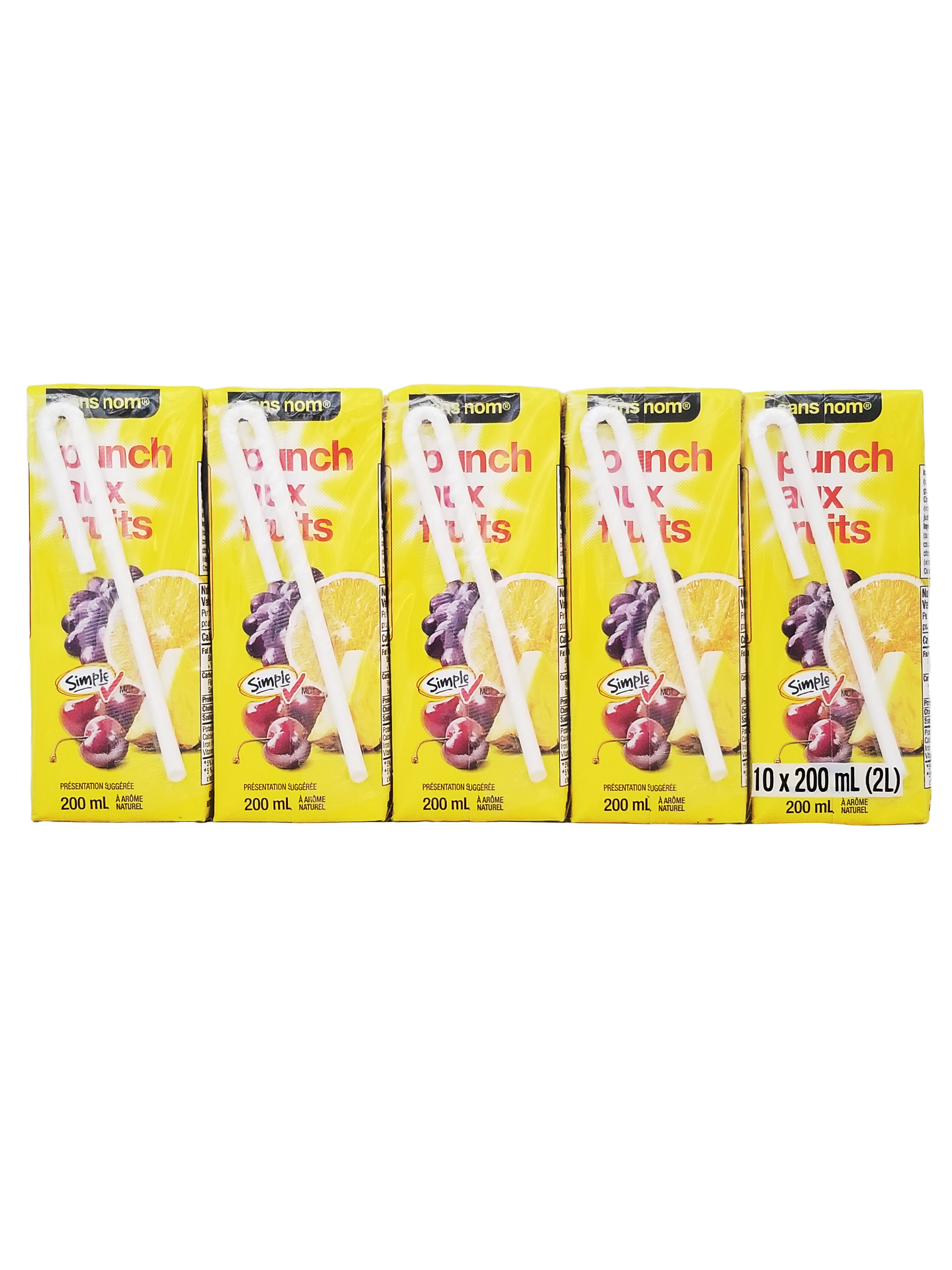 No Name Fruit Punch Juice Boxes, 10x200ml, 2L/70.5 fl oz on a white background