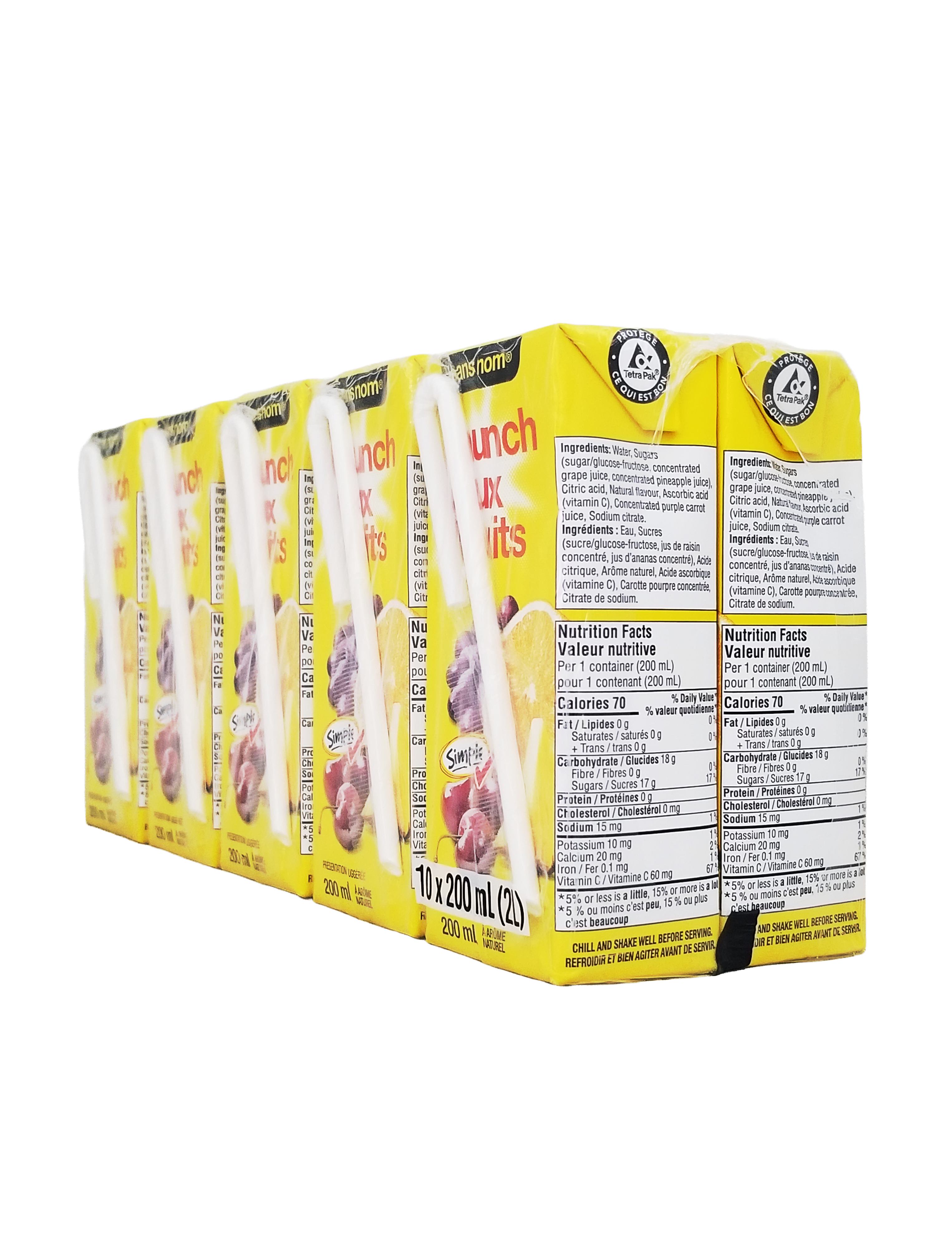 No Name Fruit Punch Juice Boxes, 10x200ml, 2L/70.5 fl oz with visible branding on a white background
