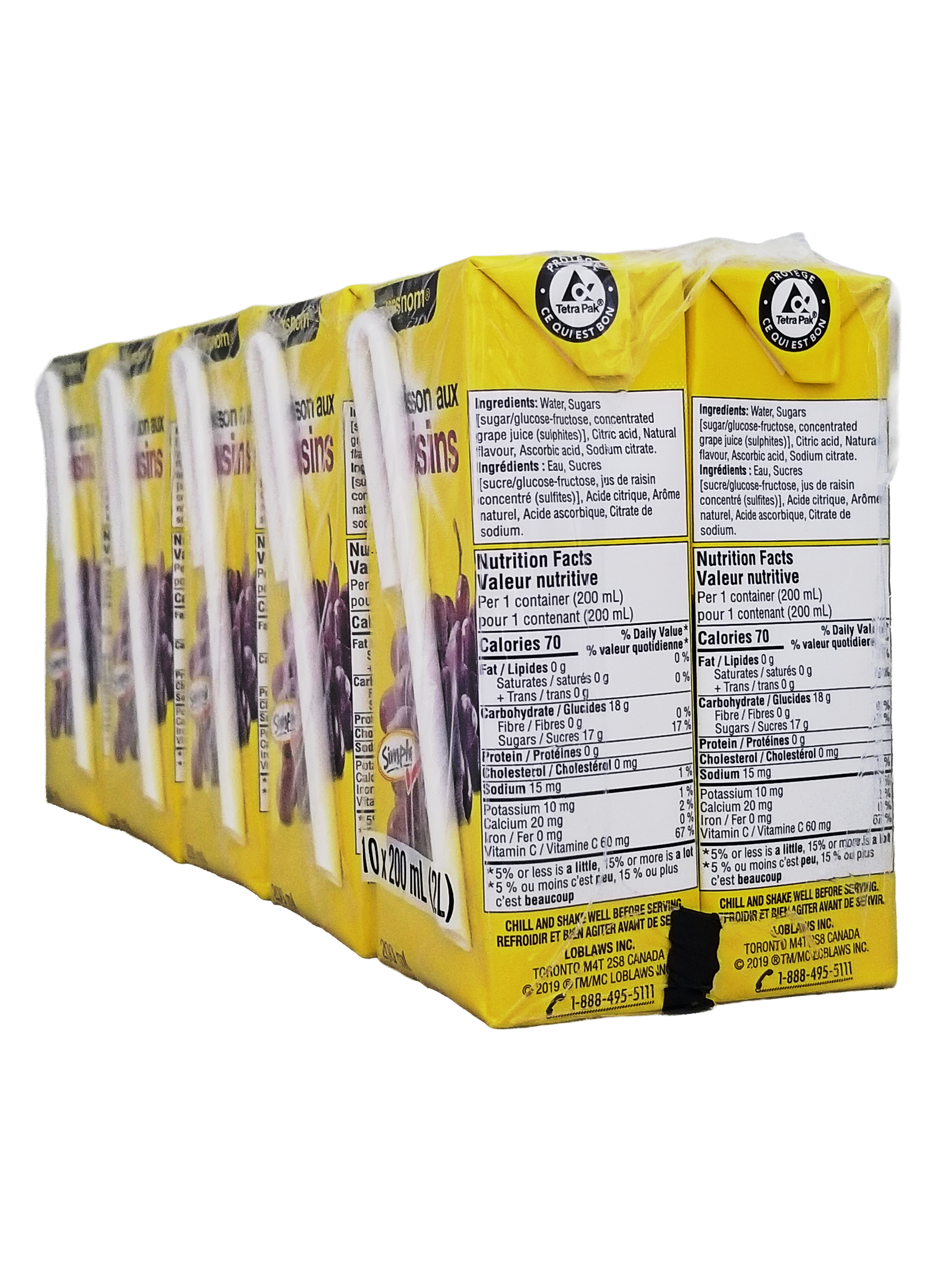 No Name Grape Juice Boxes, 10x200ml, 2L/70.5 fl oz with black text on a white background