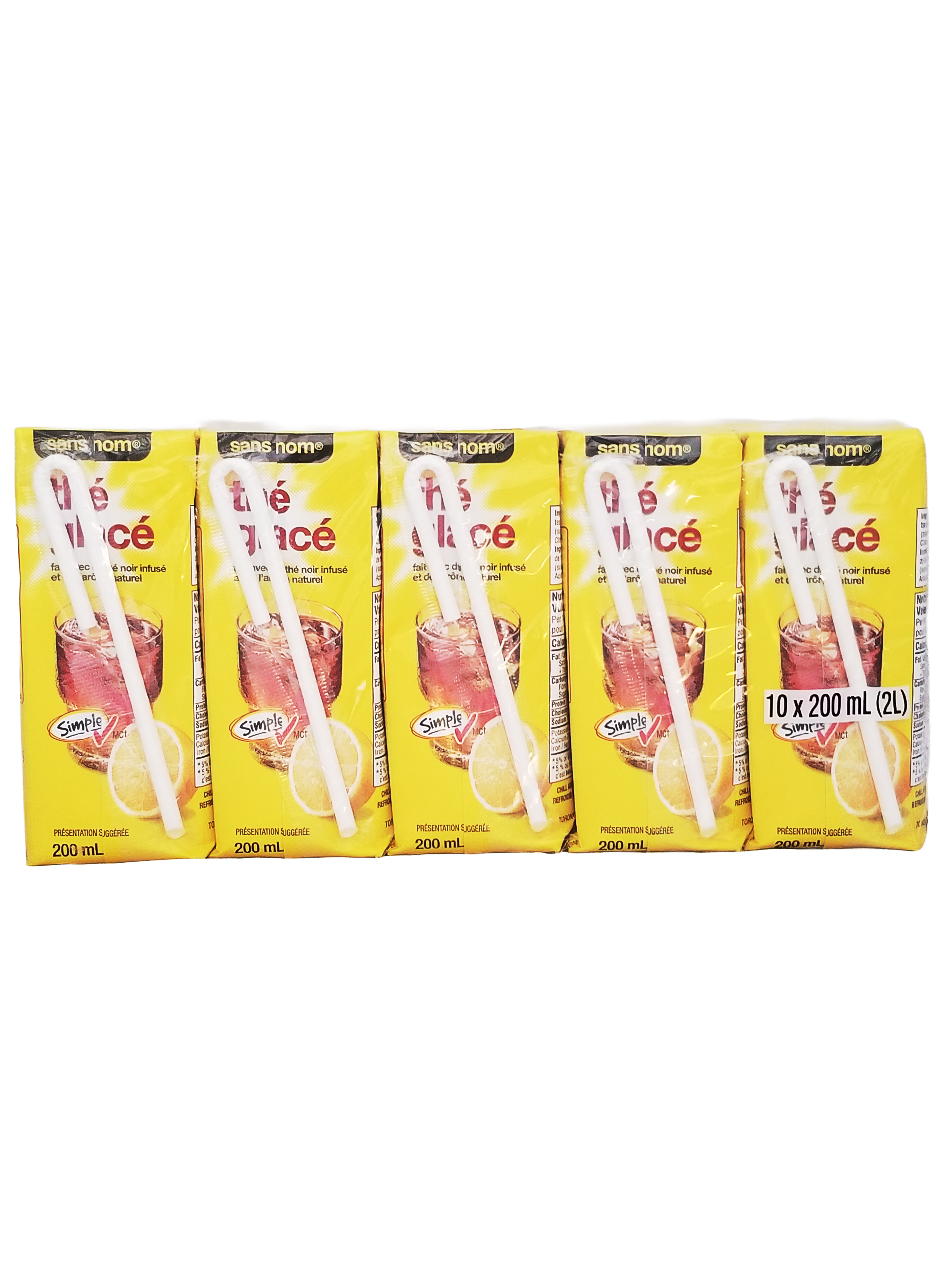 No Name Ice Tea Juice Boxes, 10x200ml, 2L/70.5 fl oz with straws