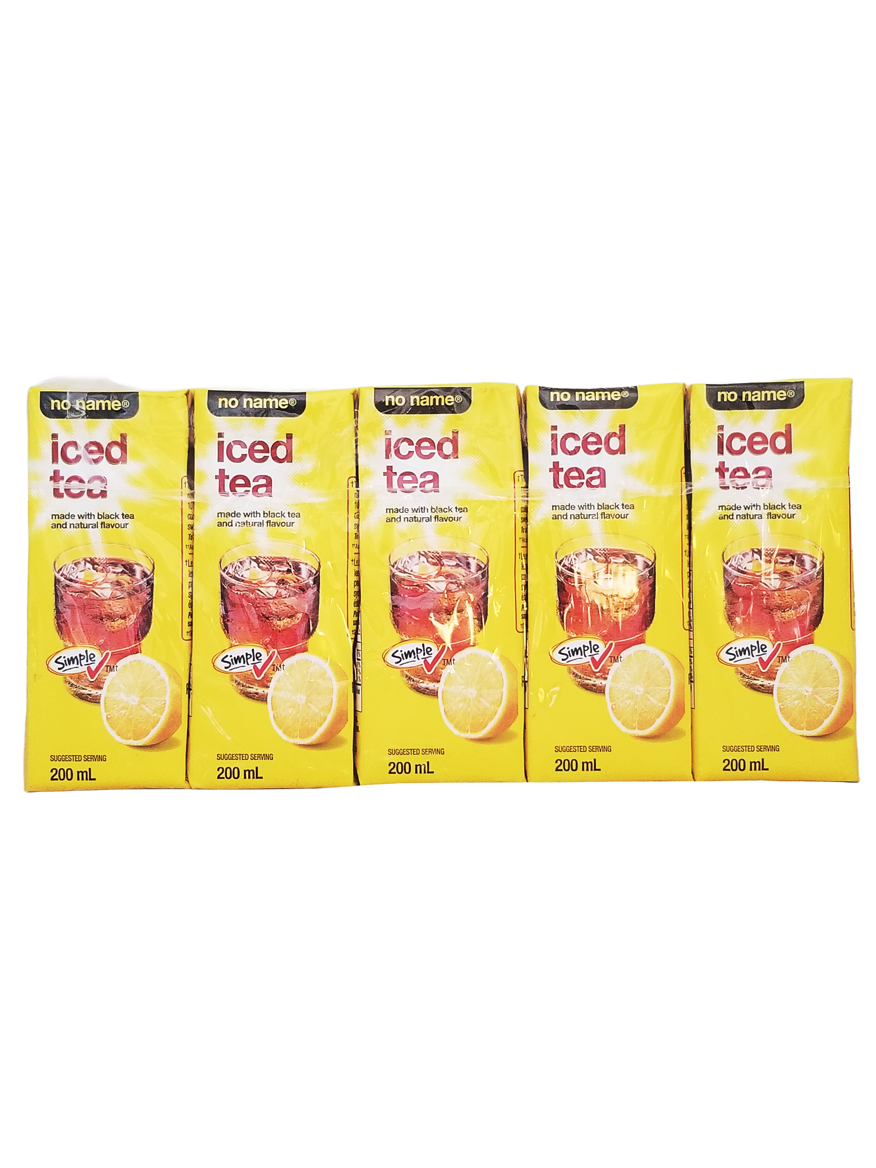 No Name Ice Tea Juice Boxes, 10x200ml, 2L/70.5 fl oz with lemon slices on a white background