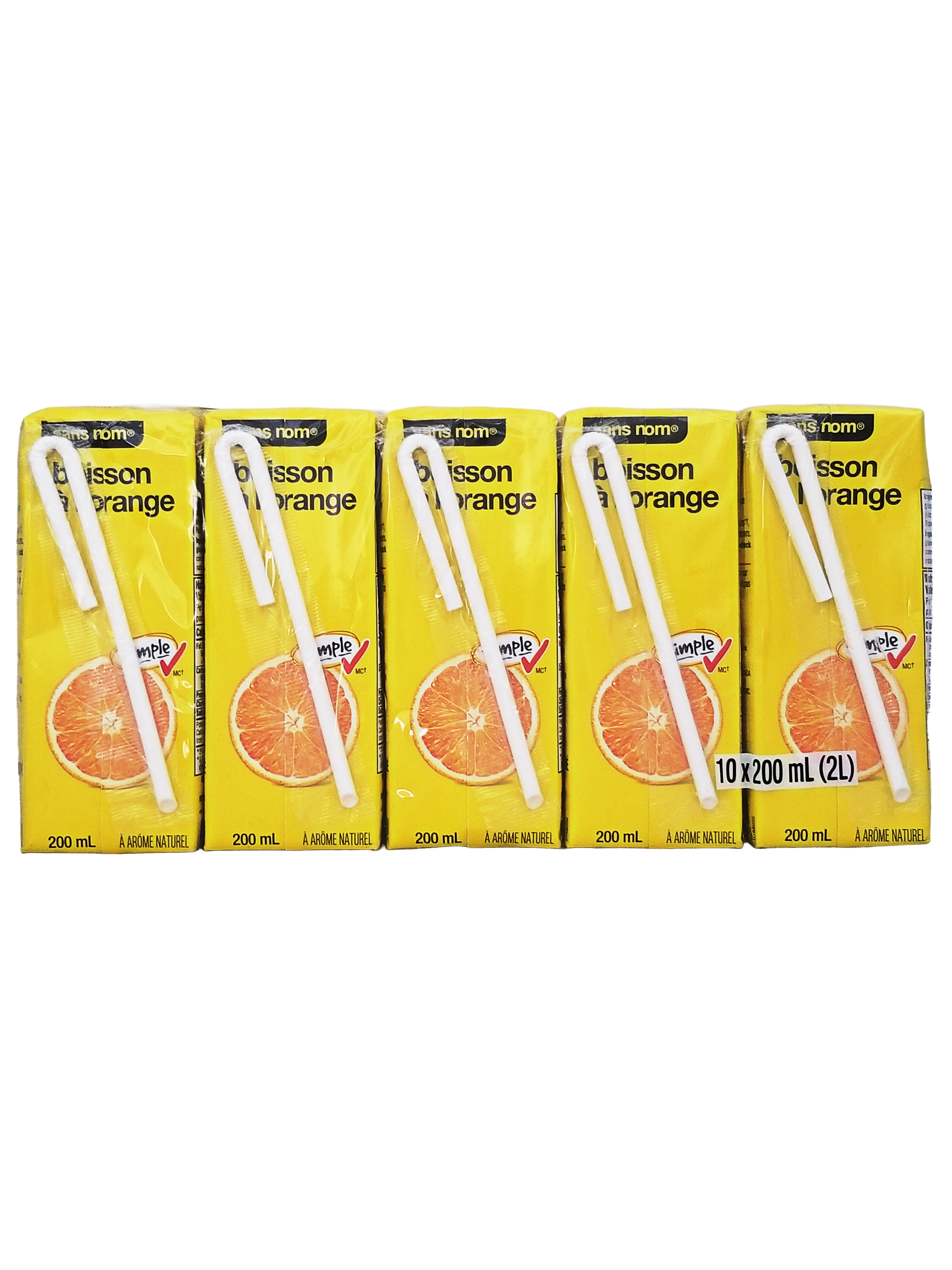No Name Orange Juice Boxes, 10x200ml, 2L/70.5 fl oz on a white background