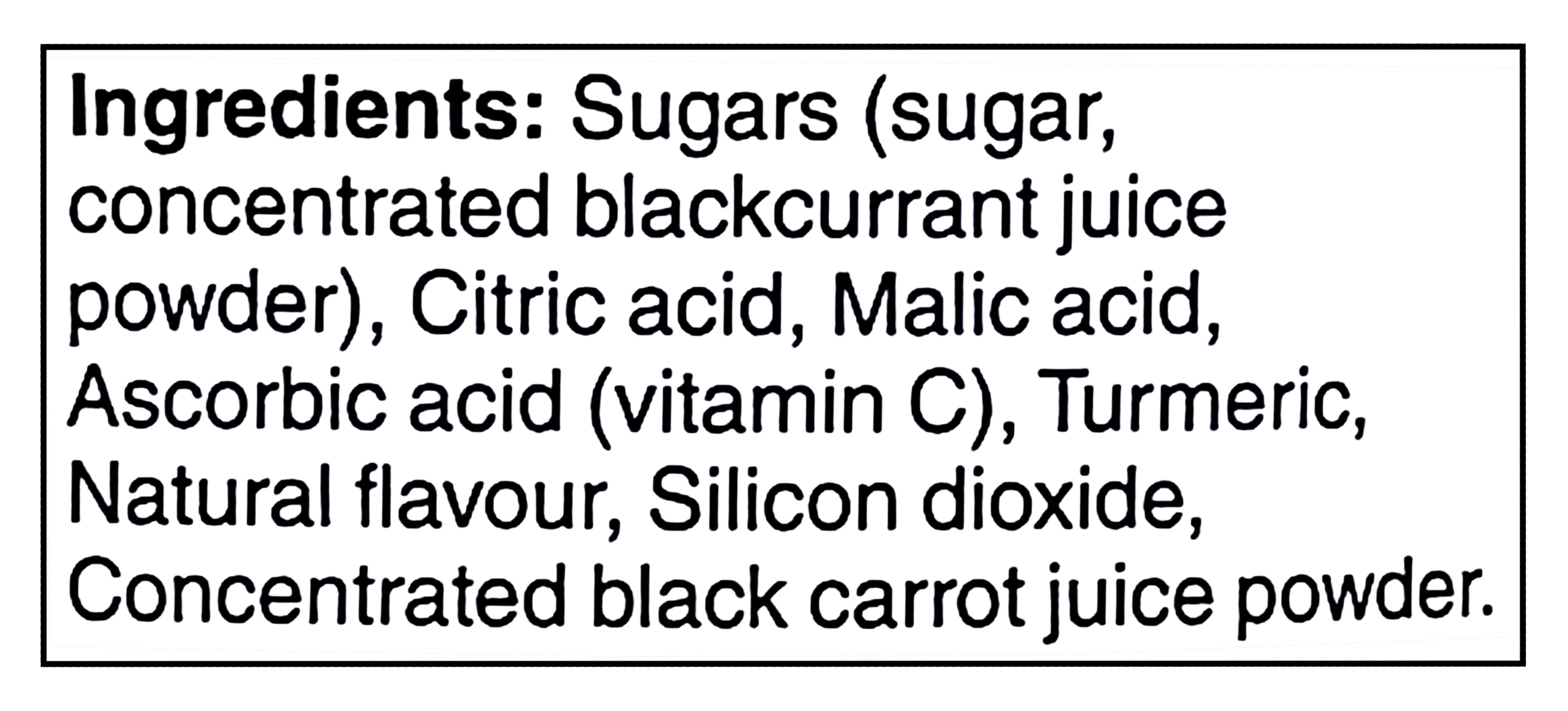 List of ingredients for No Name Peach Drink Mix, 2.3kg/81.1 oz with black text on a white background