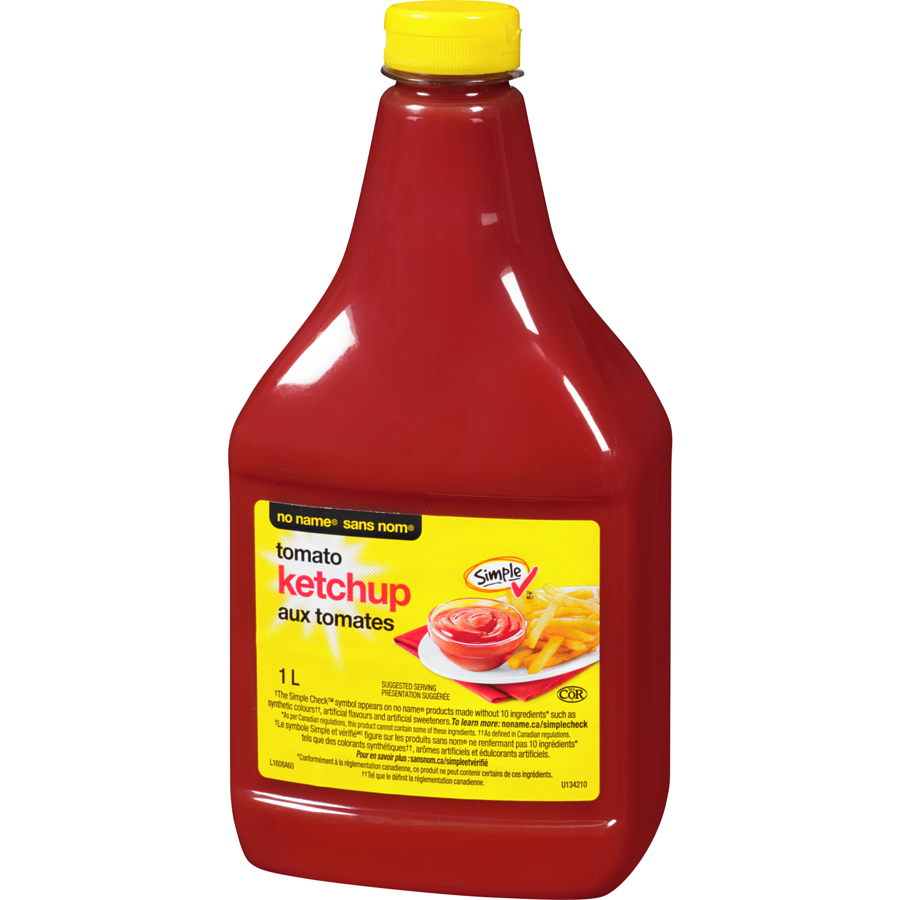 No Name Tomato Ketchup 1L/2.2 lb., Bottle Right Angle