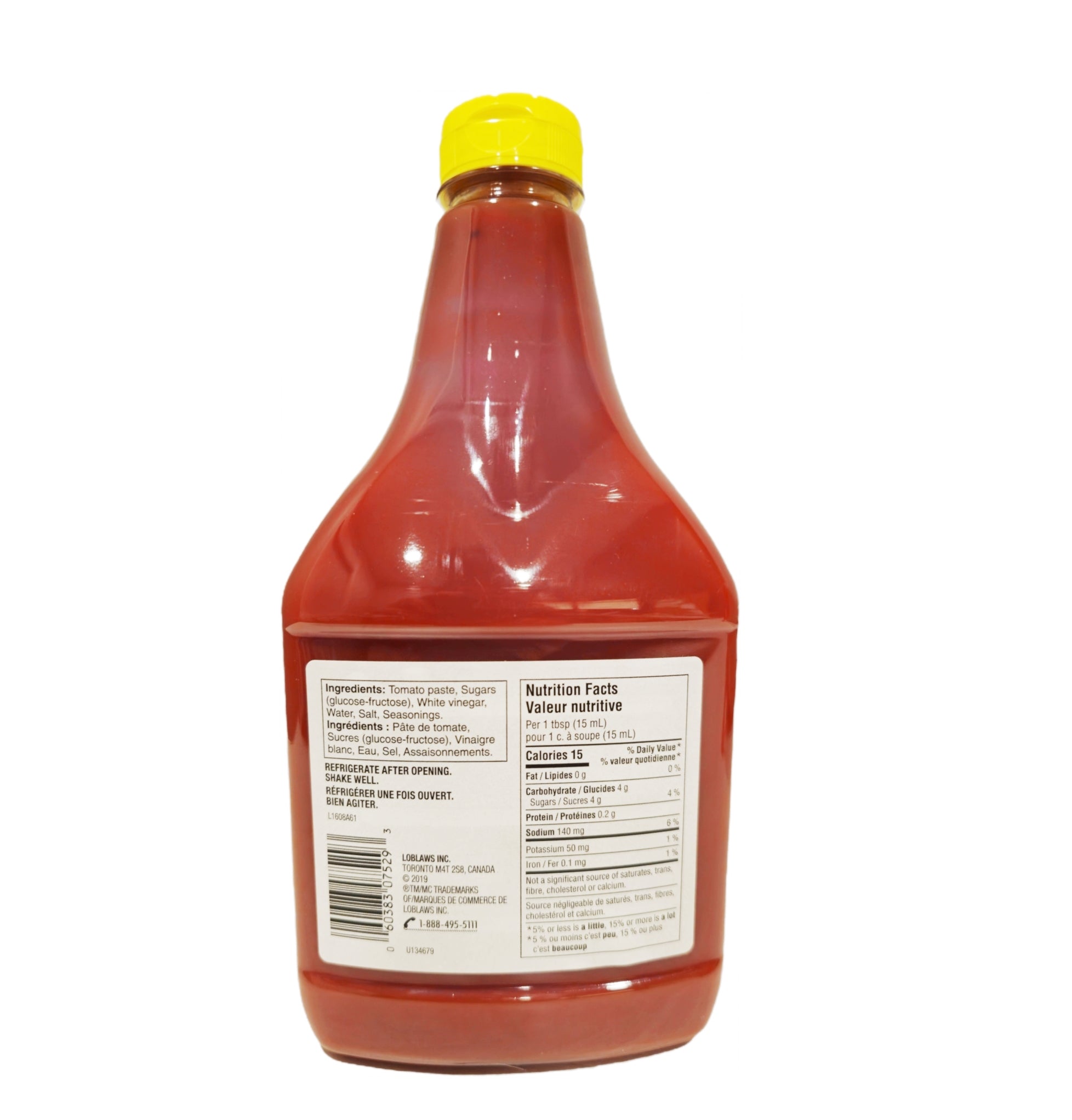 No Name Tomato Ketchup 1L/2.2 lb., Bottle Back Side