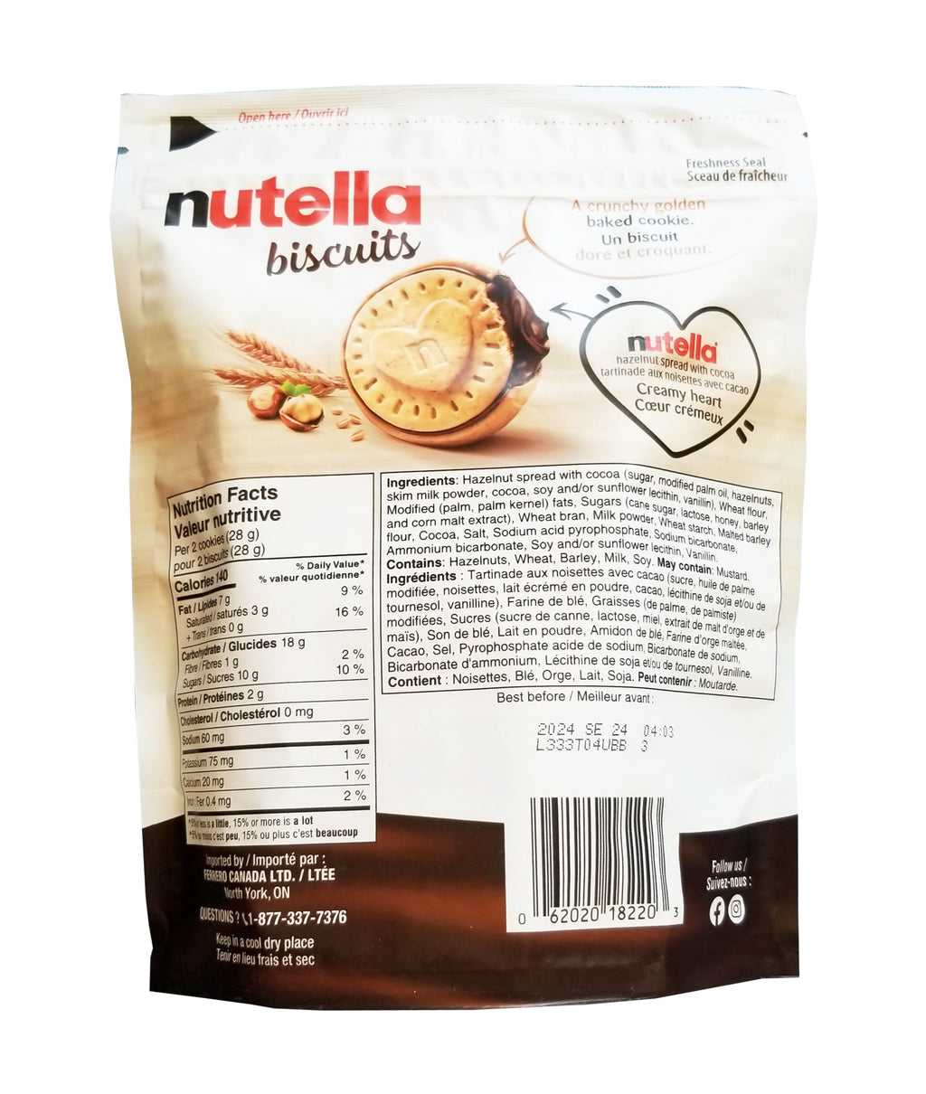 Nutella Biscuits Cookies with Nutella Hazelnut Spread, 276g/9.7 oz. Bag (Imported from Canada)