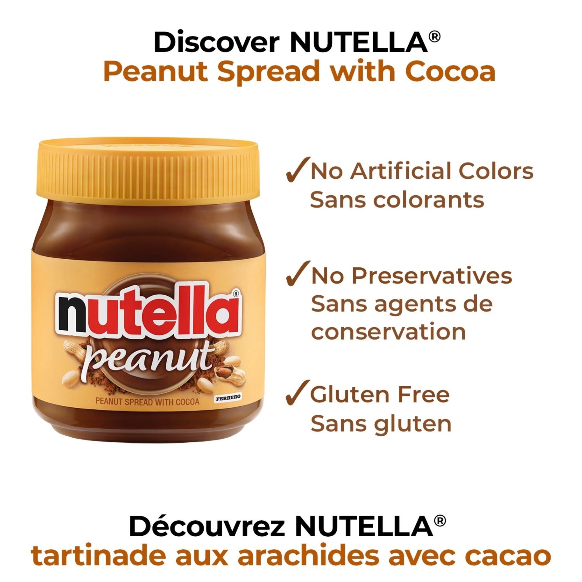 Nutella Peanut Sandwich Spread 375g product specifications — size, weight, and serving info for Canadian peanut spread