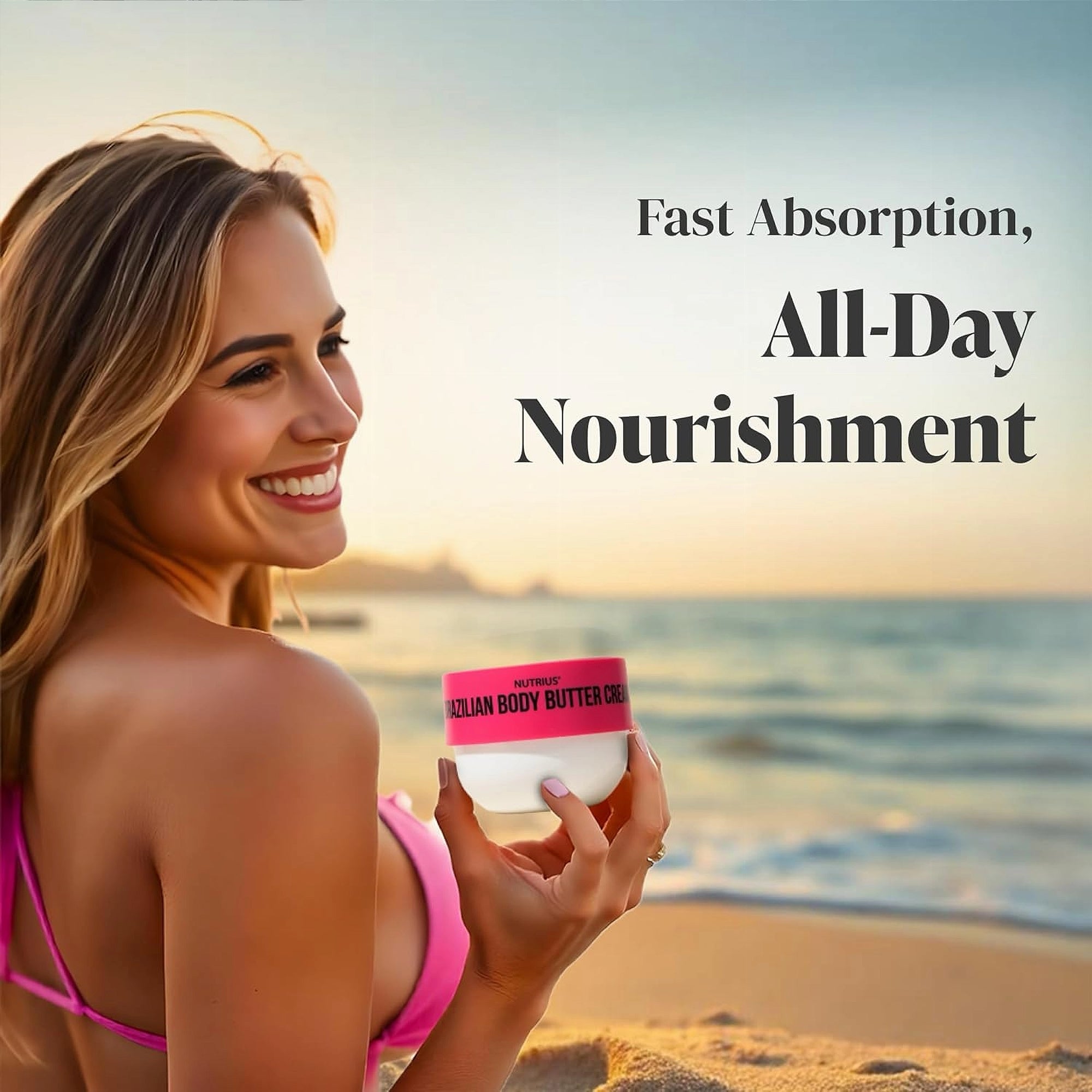 Nutrius Brazilian Body Butter Cream – Coco Bliss & Berry Bliss 2 x 177 mL (6 fl oz) - Fast absorption and all-day nourishment.