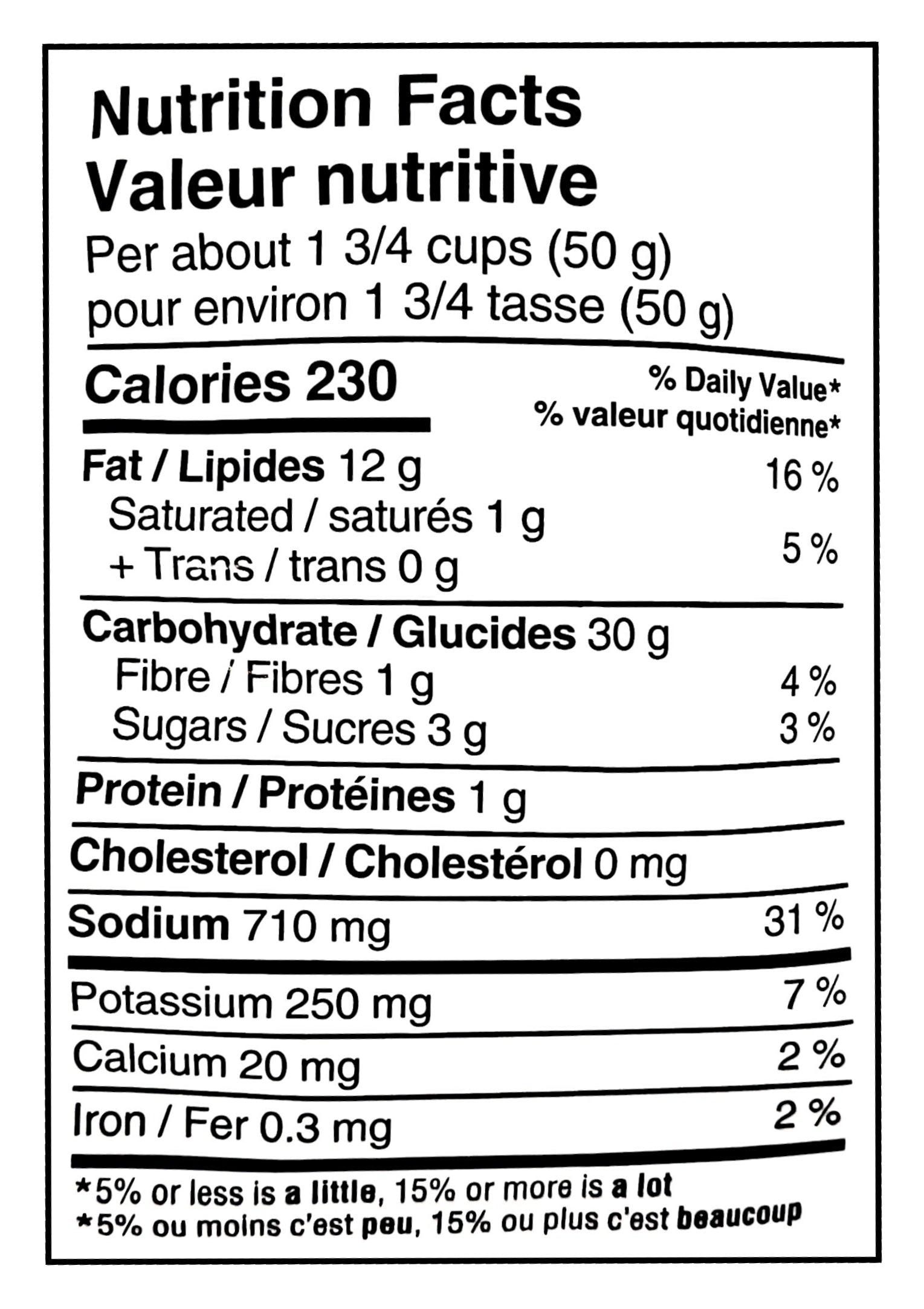 Old Dutch Rip-L Ketchup Veggie Chips, 200g/7.1 oz - Nutrition