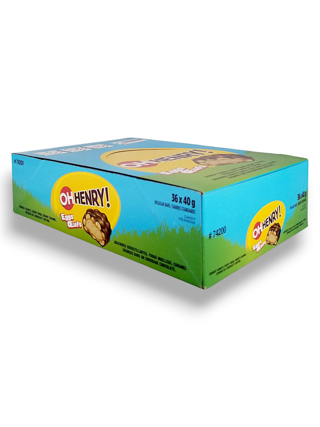 OH HENRY! Ester Eggs Milk Chocolate Bars, 36x40g, 1.44kg/3.2 lbs. - Left Side Of Box