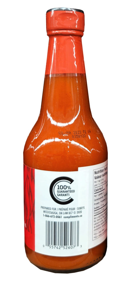 Compliments Oh Mama! Hot Cayenne Pepper Sauce, 354mL/12.4 fl. oz., Bottle {Imported from Canada}