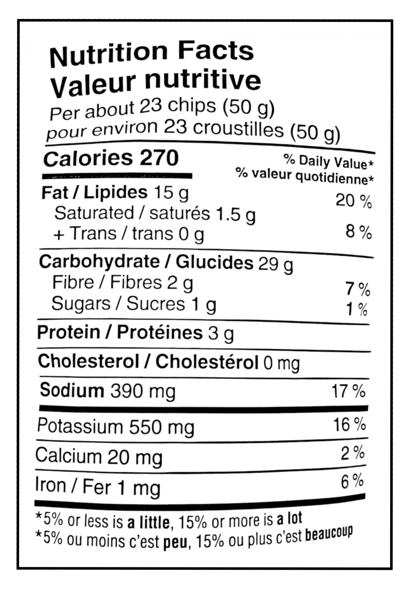 Old Dutch Ridgies Adobo Flavored Potato Chips, 200g/7 oz - Nutrition Facts Label