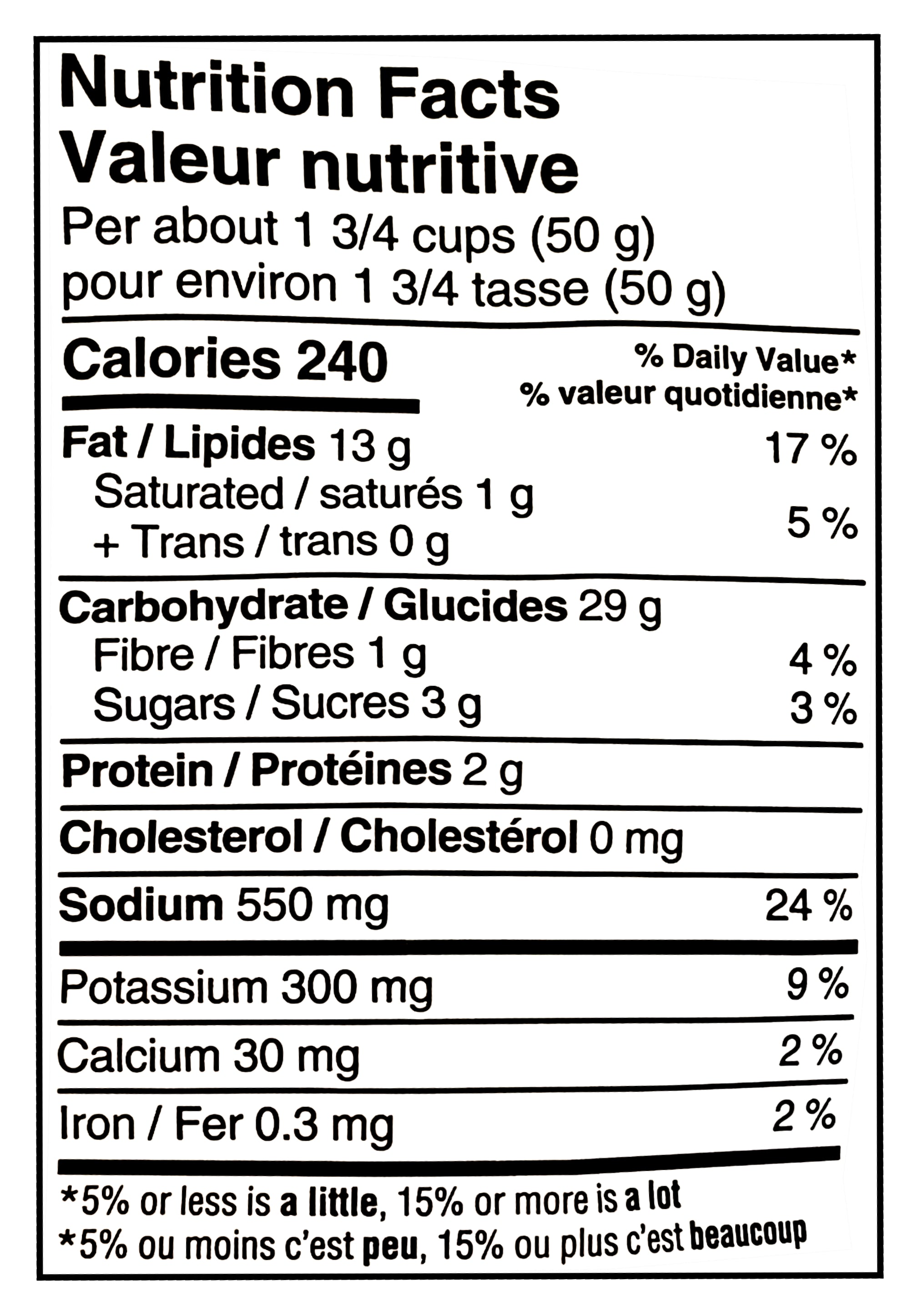 Old Dutch Rip-L Creamy Dill Veggie Chips, 200g/7.1 oz - Nutrition Facts