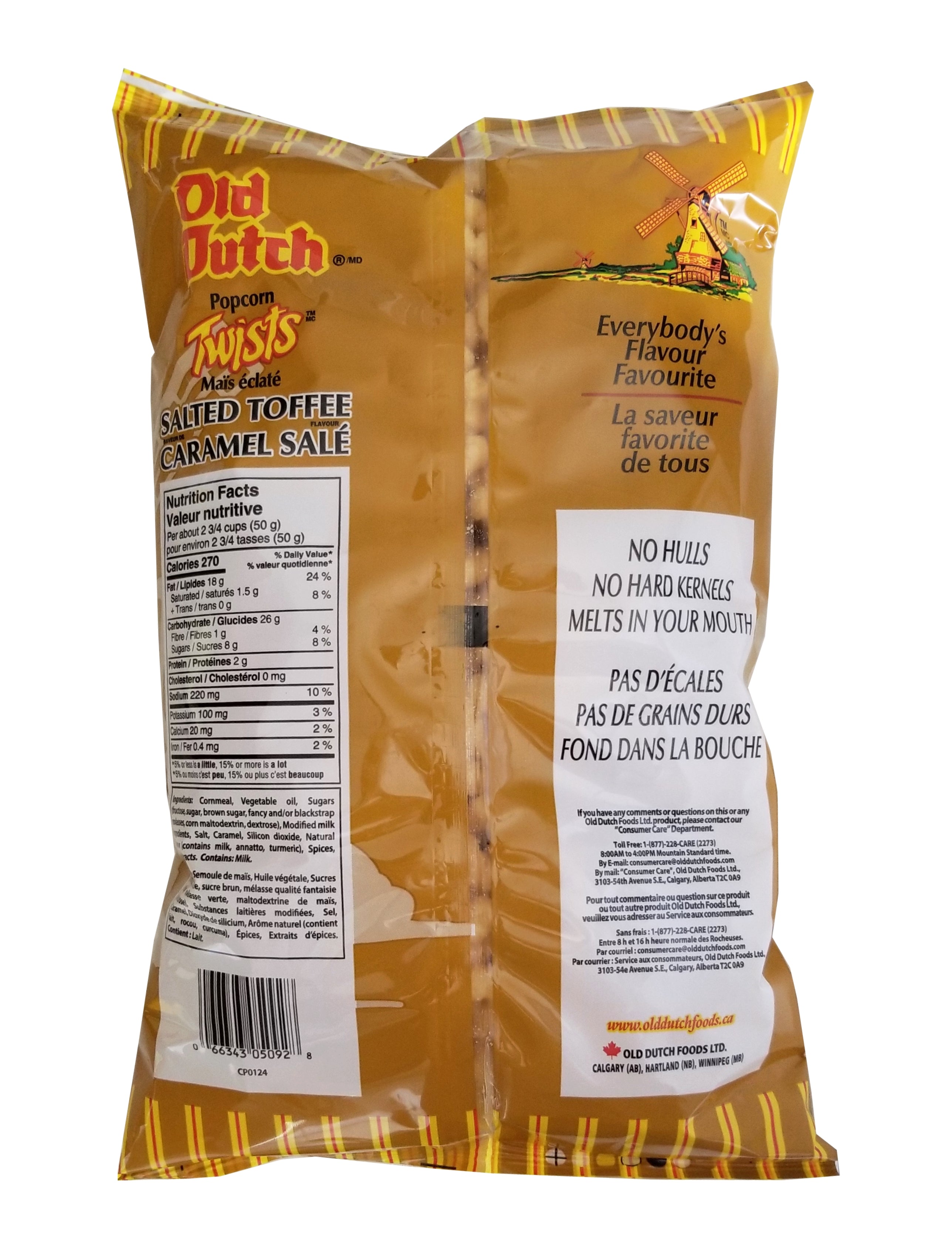Old Dutch Popcorn Twists, Salted Toffee Flavored, 175g/6 oz