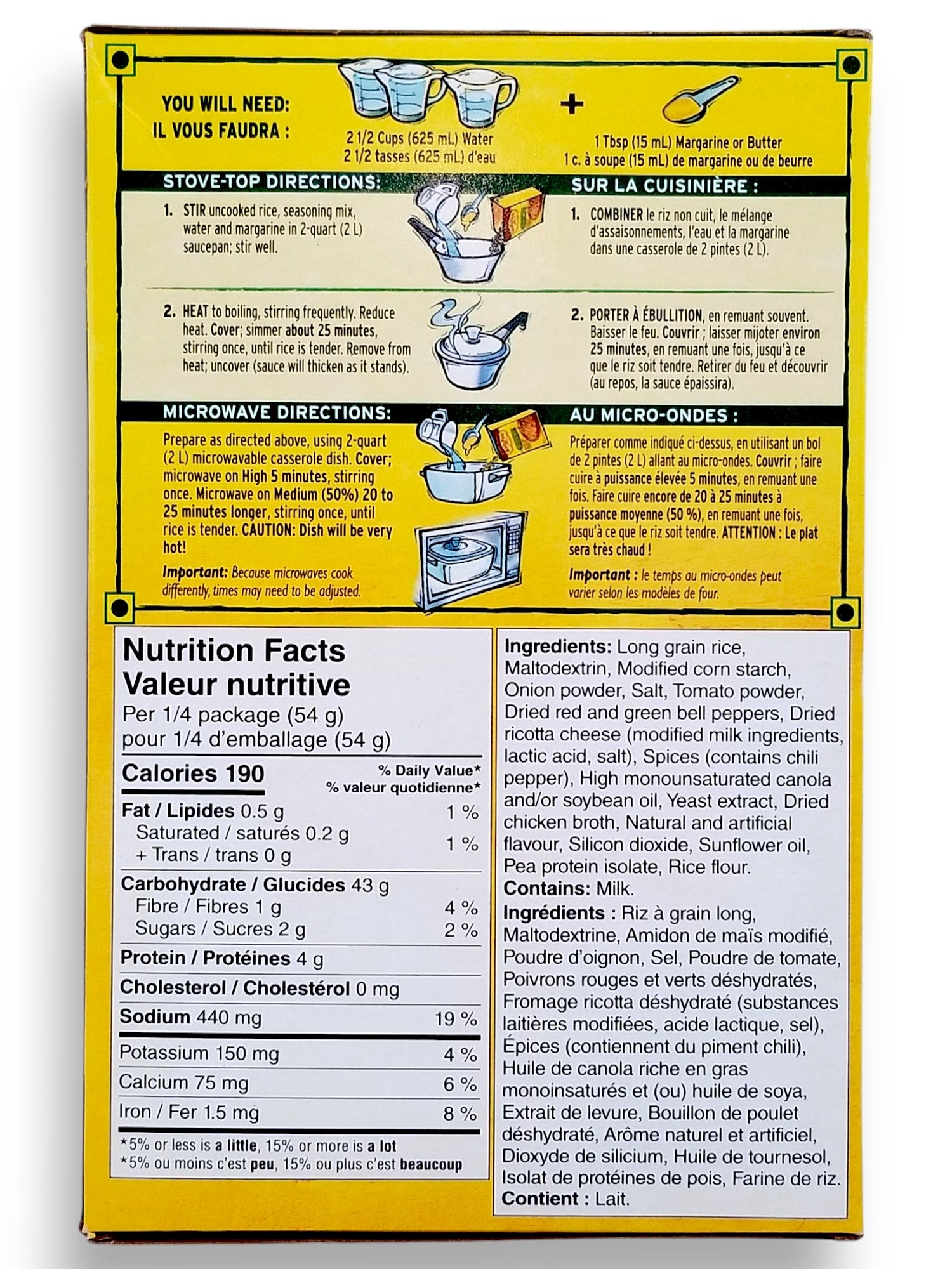 Old El Paso Mexican Rice, 215g/7.6 oz - Back