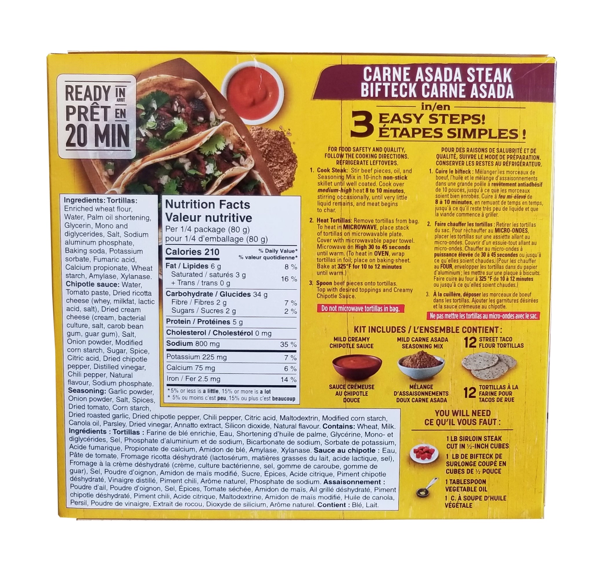 Old El Paso Street Taco Kit, Carne Asada Steak, Makes 12 Tacos, 320g/11.2 oz. Box {Imported from Canada}