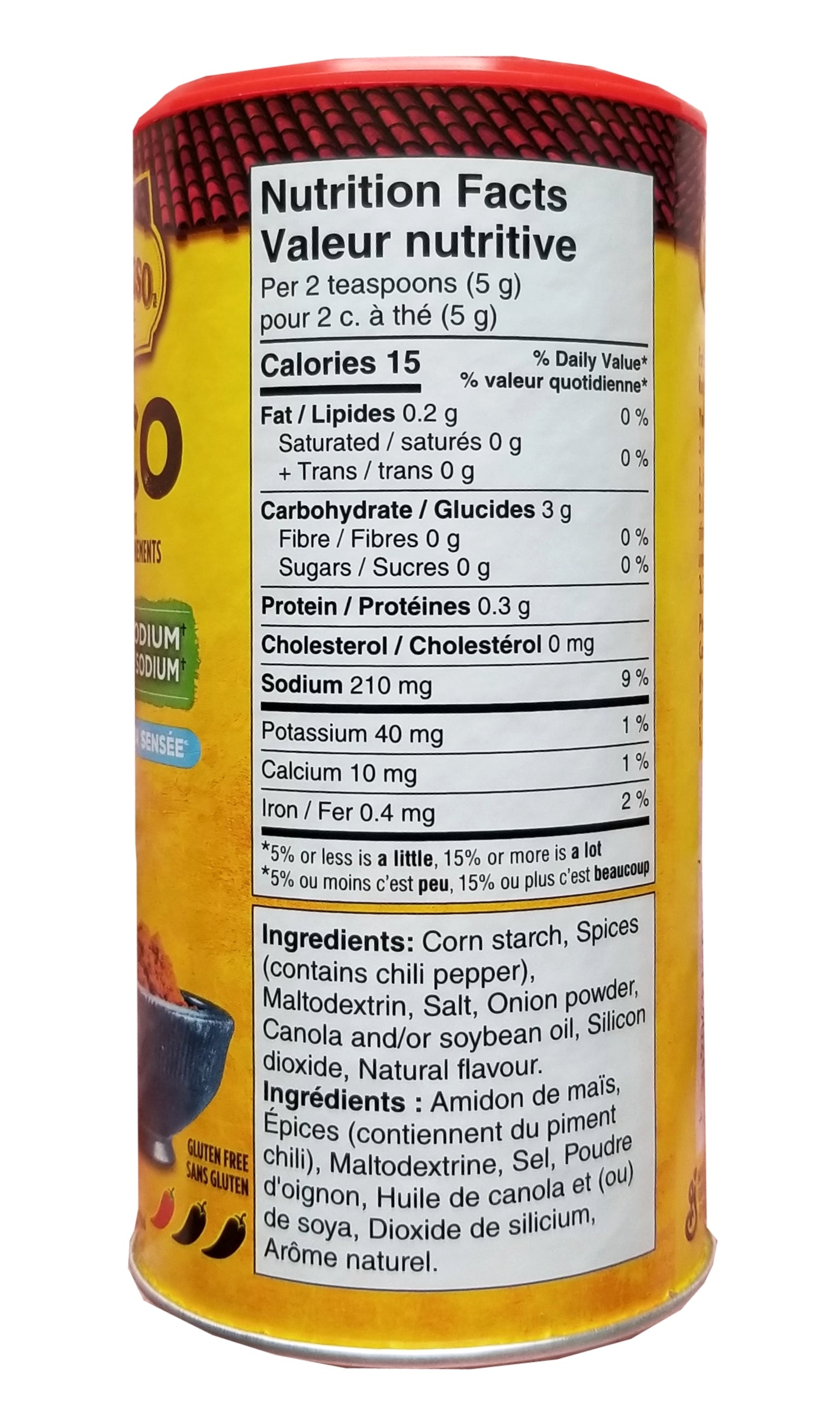 Old El Paso 25% Less Sodium Taco Seasoning Mix, Value Size, 177g/6.2oz - Left Side