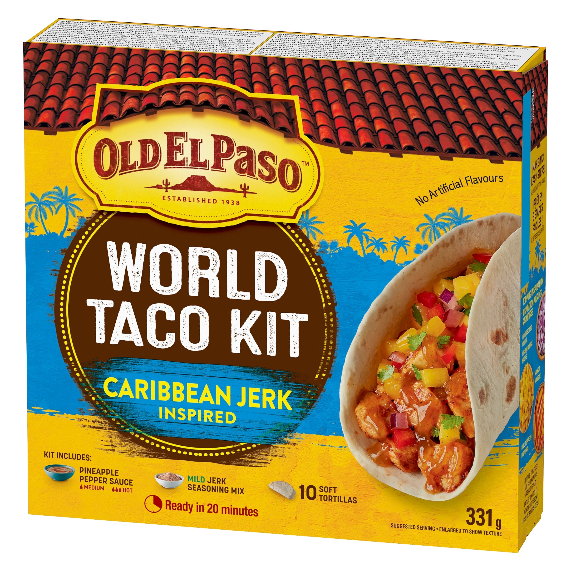 Old El Paso World Taco Kit, Caribbean Jerk Inspired Flavor, Makes 10 Tacos, 331g/11.6 oz