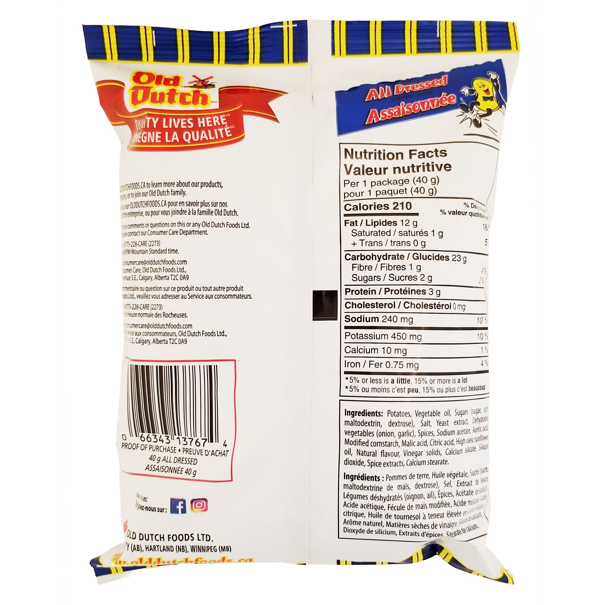 Old Dutch Potato Chips – 40 g (1.41 oz) | All Flavors & Sizes