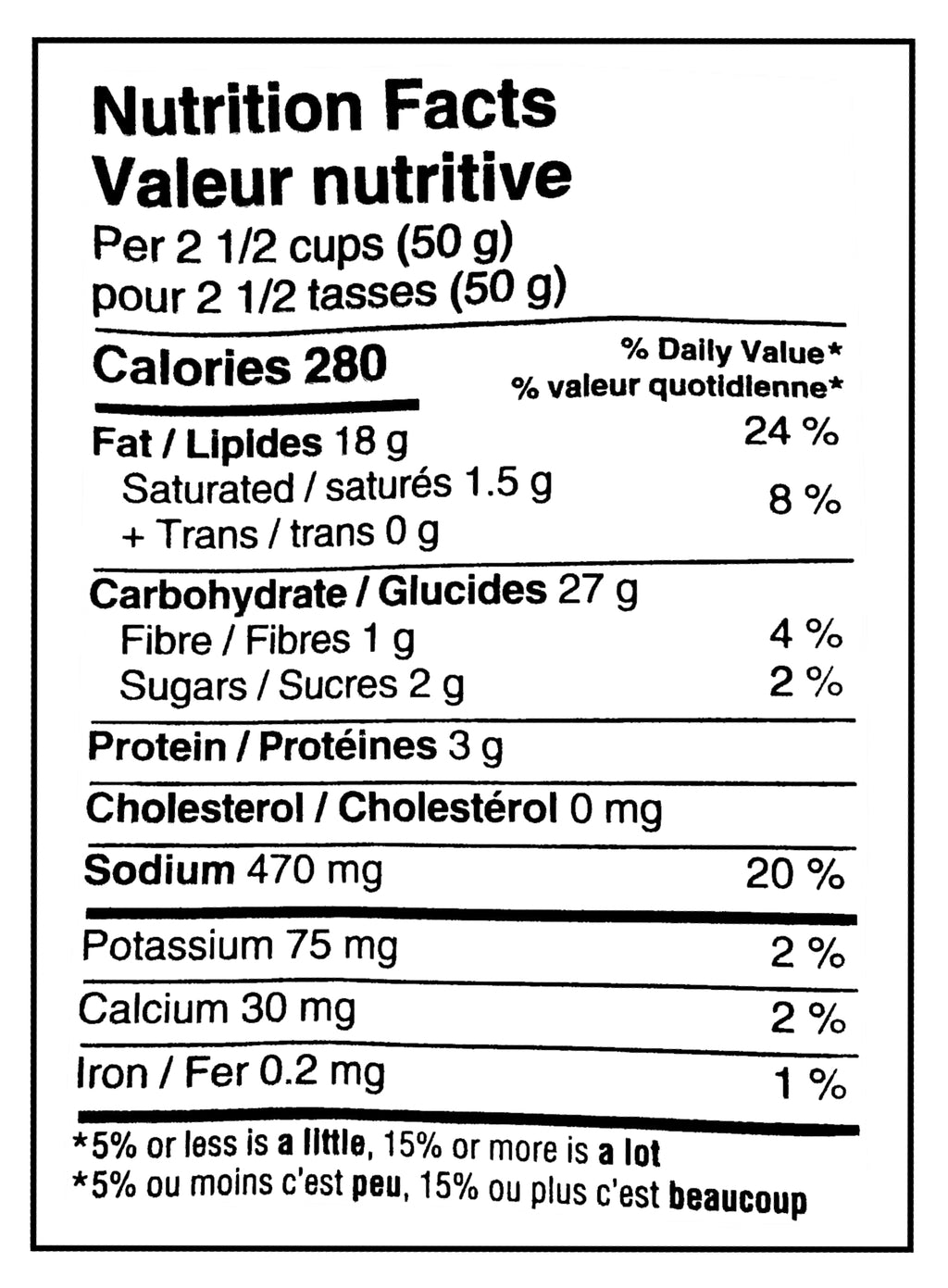 Old Dutch Cheese Pleesers Puffed Corn Snacks 370g/13 oz., Bag - Nutrition Facts Label