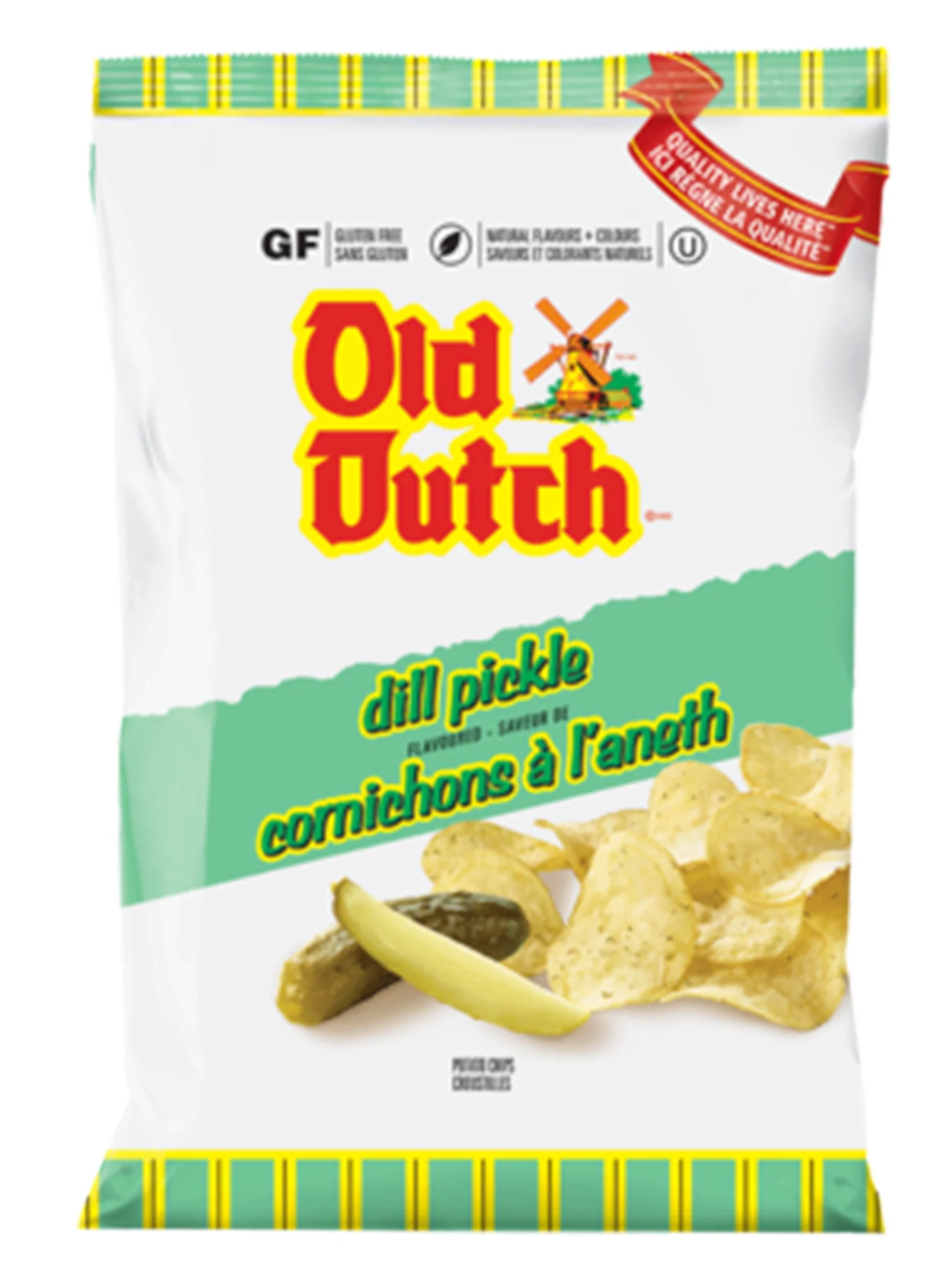 Old Dutch Dill Pickle Chips Single Serve - 40g/1.4 oz., Bag {Imported from Canada}