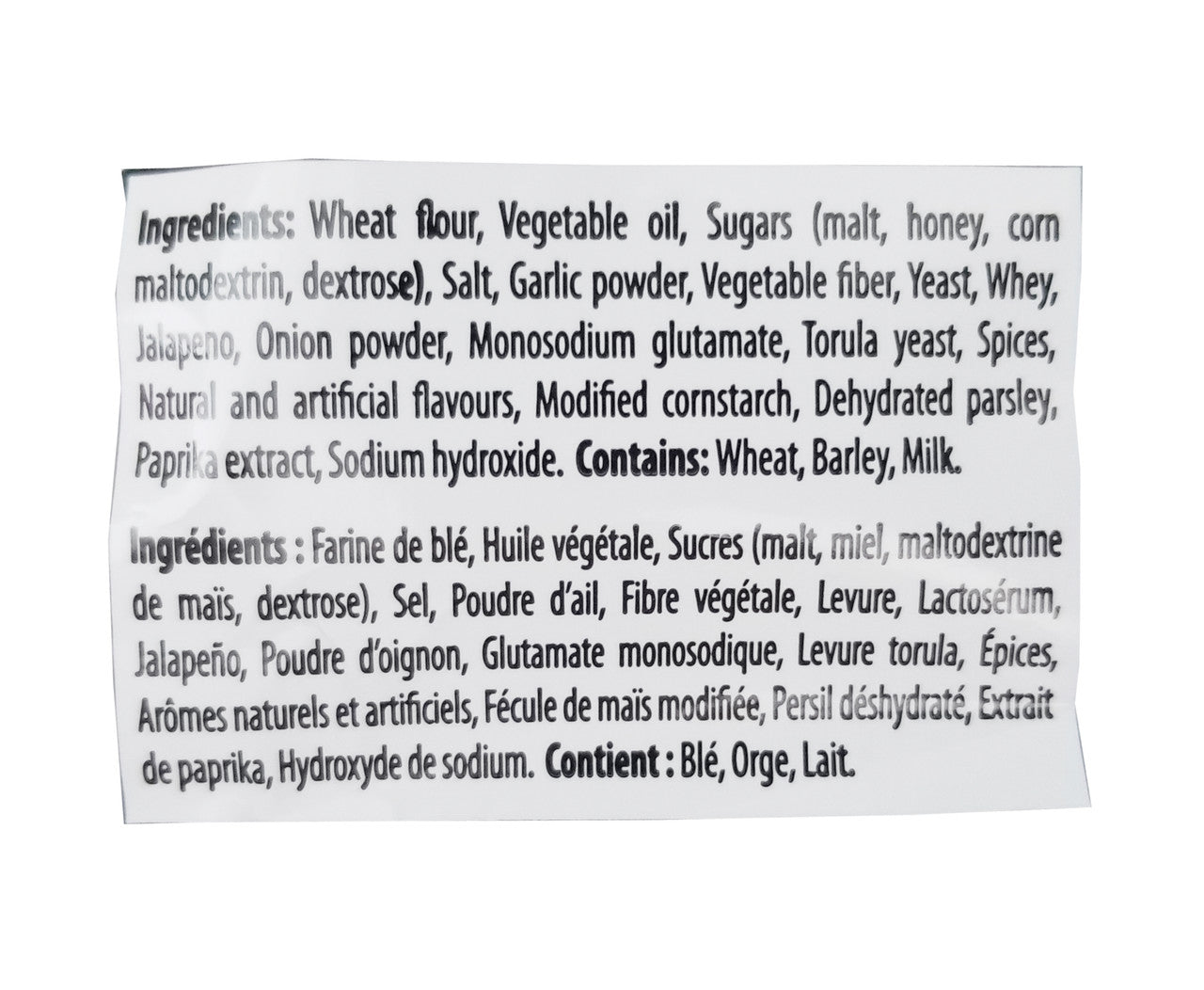 Old Dutch Gourmet Jalapeno Ranch Pretzel Bites, 250g/8.75oz. Bag Ingredients