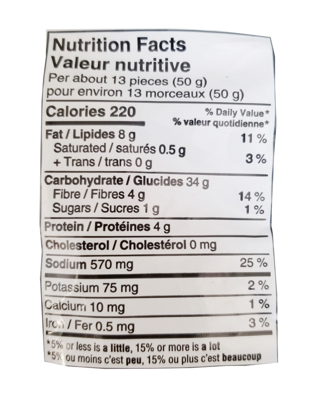 Old Dutch Gourmet Jalapeno Ranch Pretzel Bites, 250g/8.75oz. Bag Nutrition Facts
