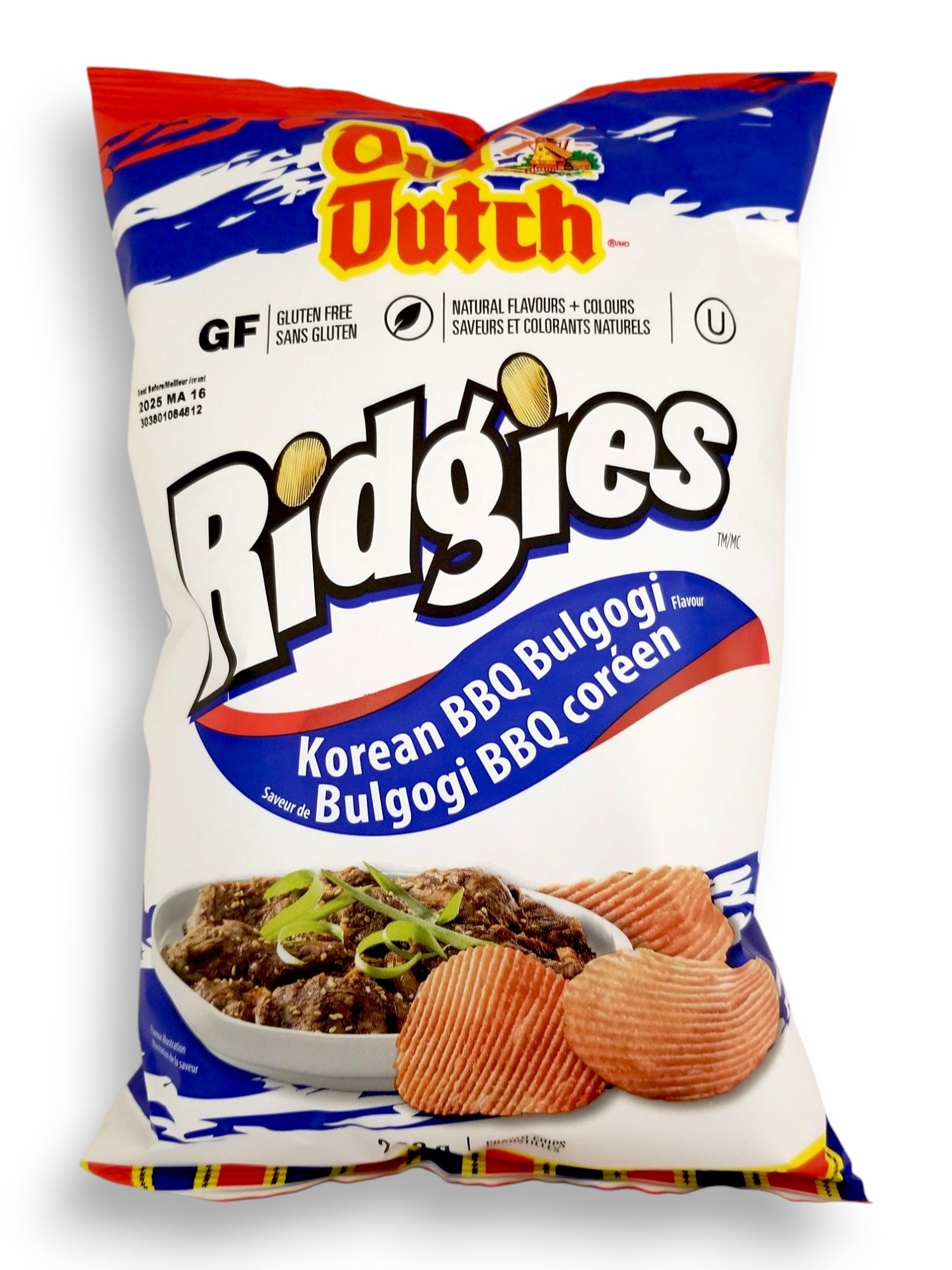 Old Dutch Ridgies Korean BBQ Bulgogi Potato Chips, 200g/7 oz - Front Of Bag