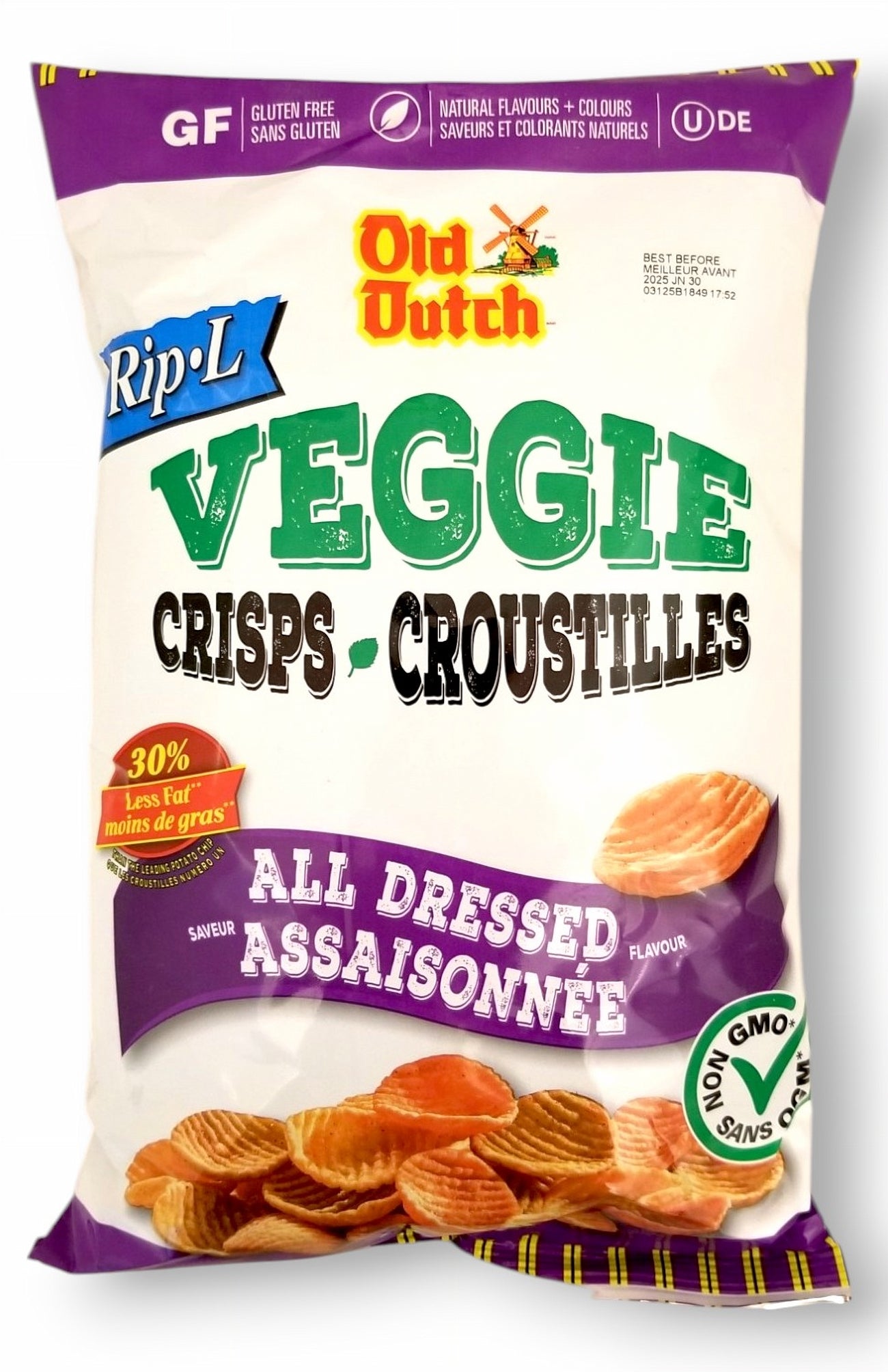 Old Dutch Rip-L All Dressed Veggie Chips, 200g/7.1 oz - Front