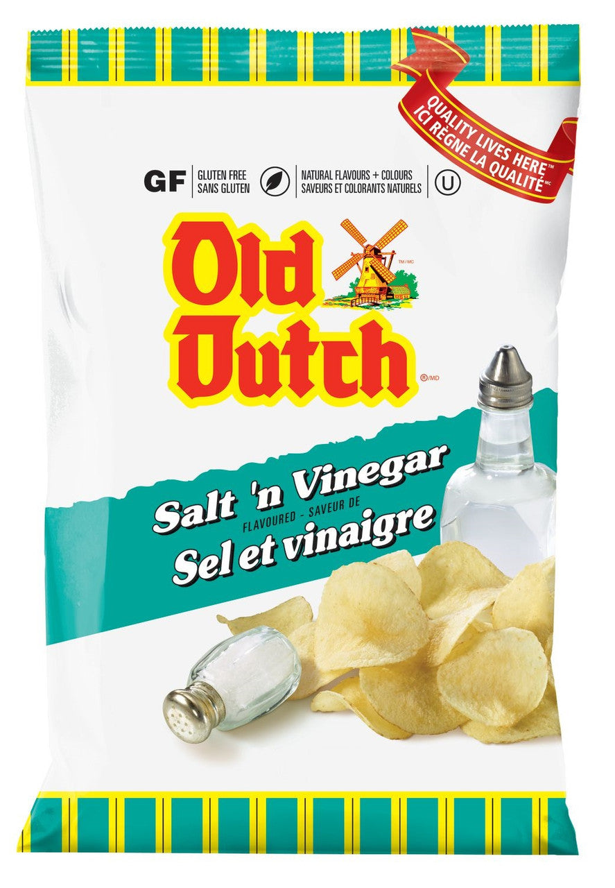 Old Dutch Potato Chips (5 Bags x 40g / 1.4oz) Bundle {Imported from Canada} (Salt & Vinegar)