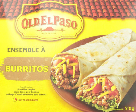 Old El Paso Burrito Dinner Kit, 510 gram/18 oz Box Front Side