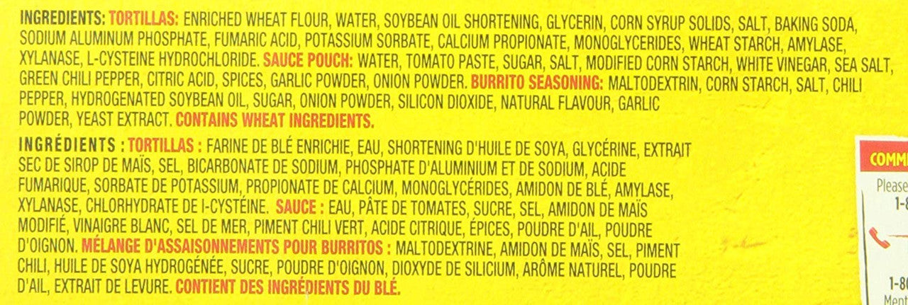 Old El Paso Burrito Dinner Kit, 510 gram/18 oz Box Ingredients