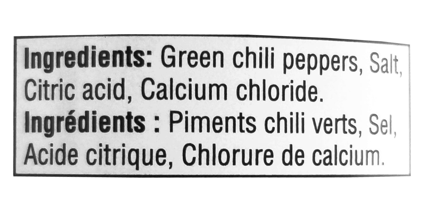 Old El Paso Chopped Green Chilies, 113mL/4 oz. Can Ingredients