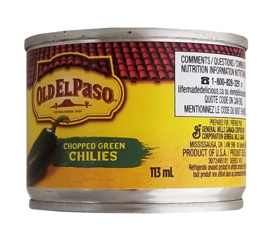 Old El Paso Chopped Green Chilies, 113mL/4 oz. Can Left Side