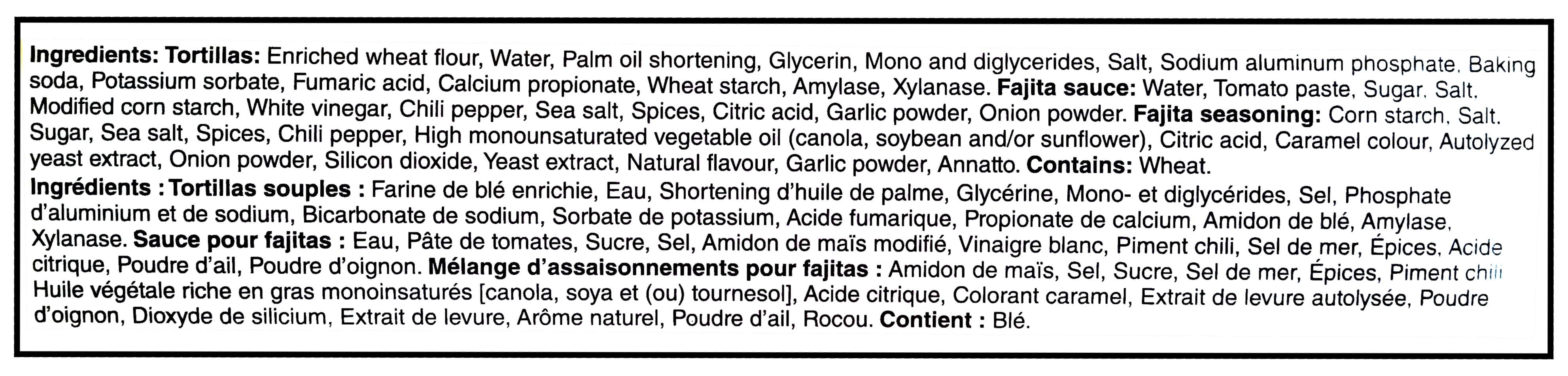 Old El Paso Fajita Dinner Kit, 400g/14.1 oz - Ingredients