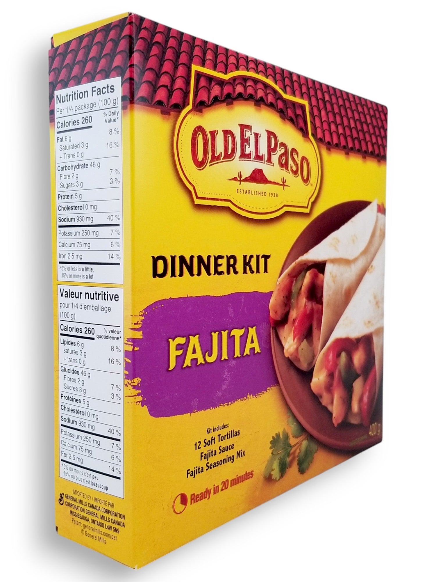Old El Paso Fajita Dinner Kit, 400g/14.1 oz - Right Side