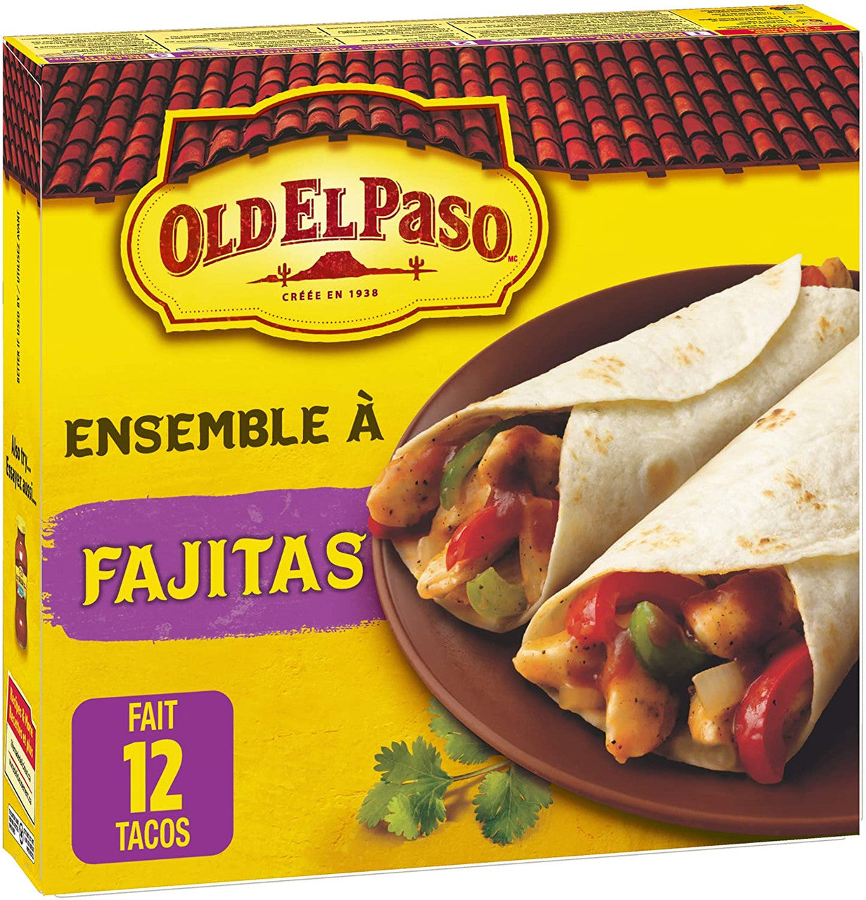 Old El Paso Fajita Dinner Kit –  Makes 12 Tortillas, 400g (14.1 oz) Box Front Side